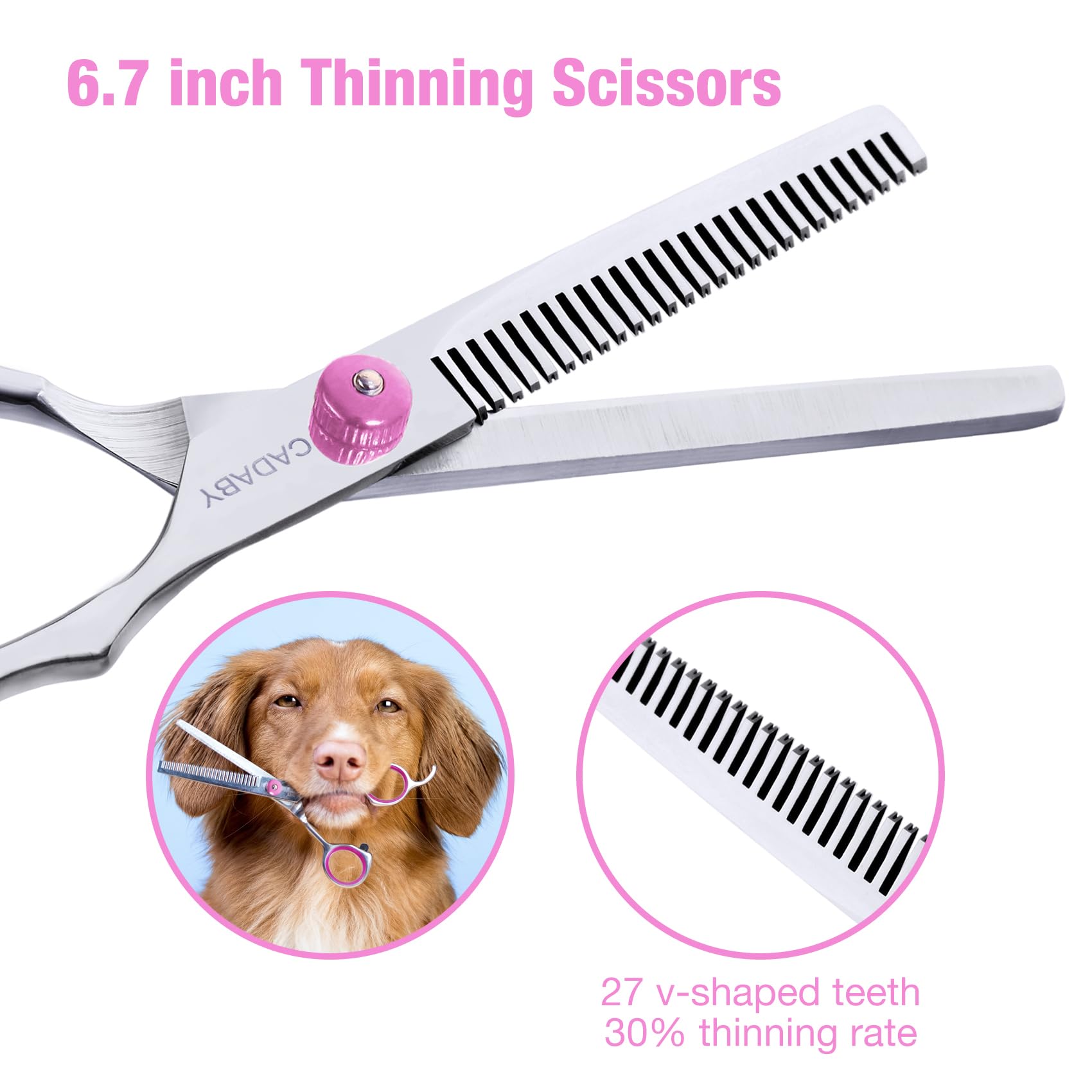 Cadaby Dog Grooming Scissors Kit With Safety Round Tips, 3 In 1 Professional Dog Grooming Scissors, 4Cr Stainless Steel Pet Groo