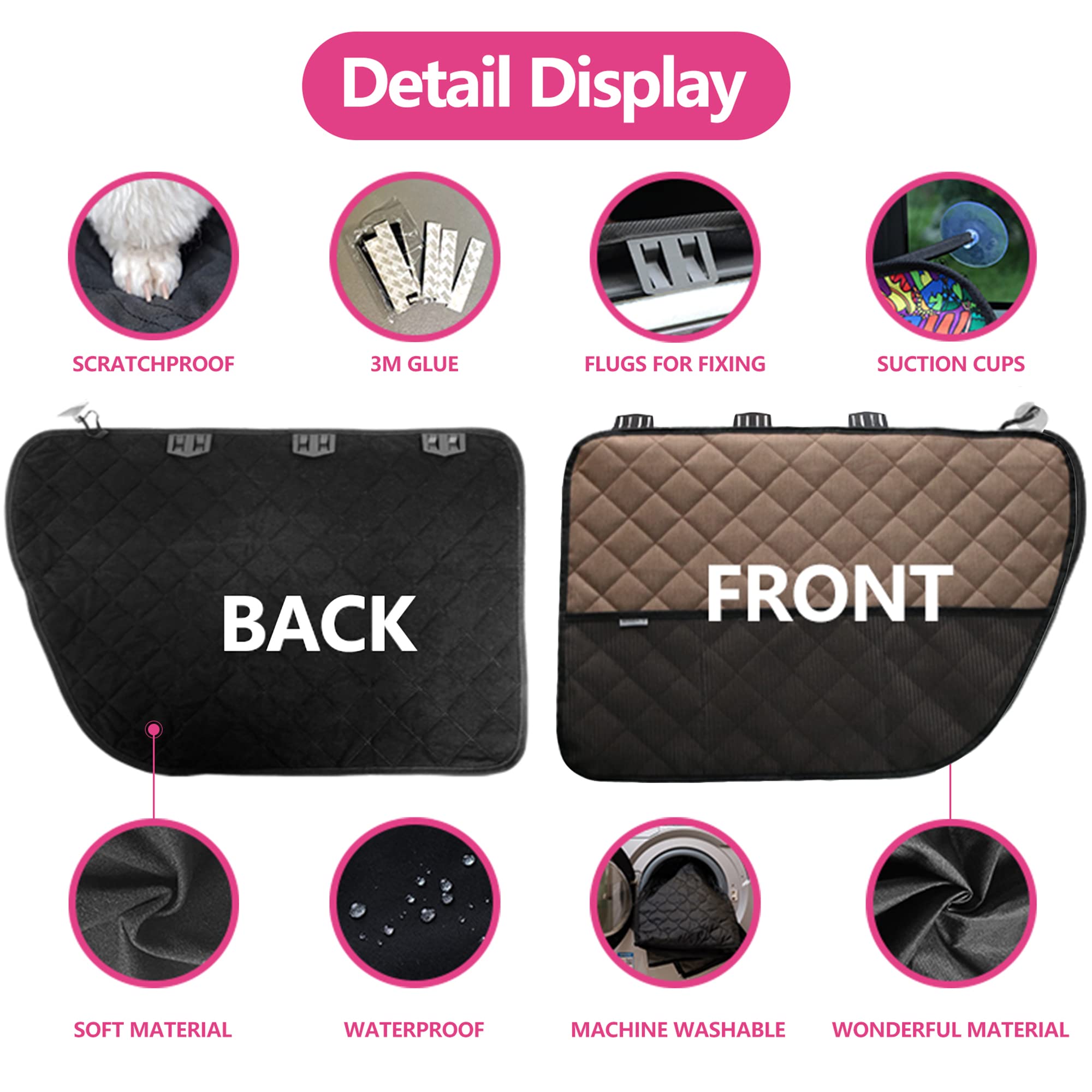 Winbate 2Pcs Car Door Protector For Dogs Pet Cover-Waterproof Scratchproof Nonslip Durable Protector, Machine Washable Pet Vehic