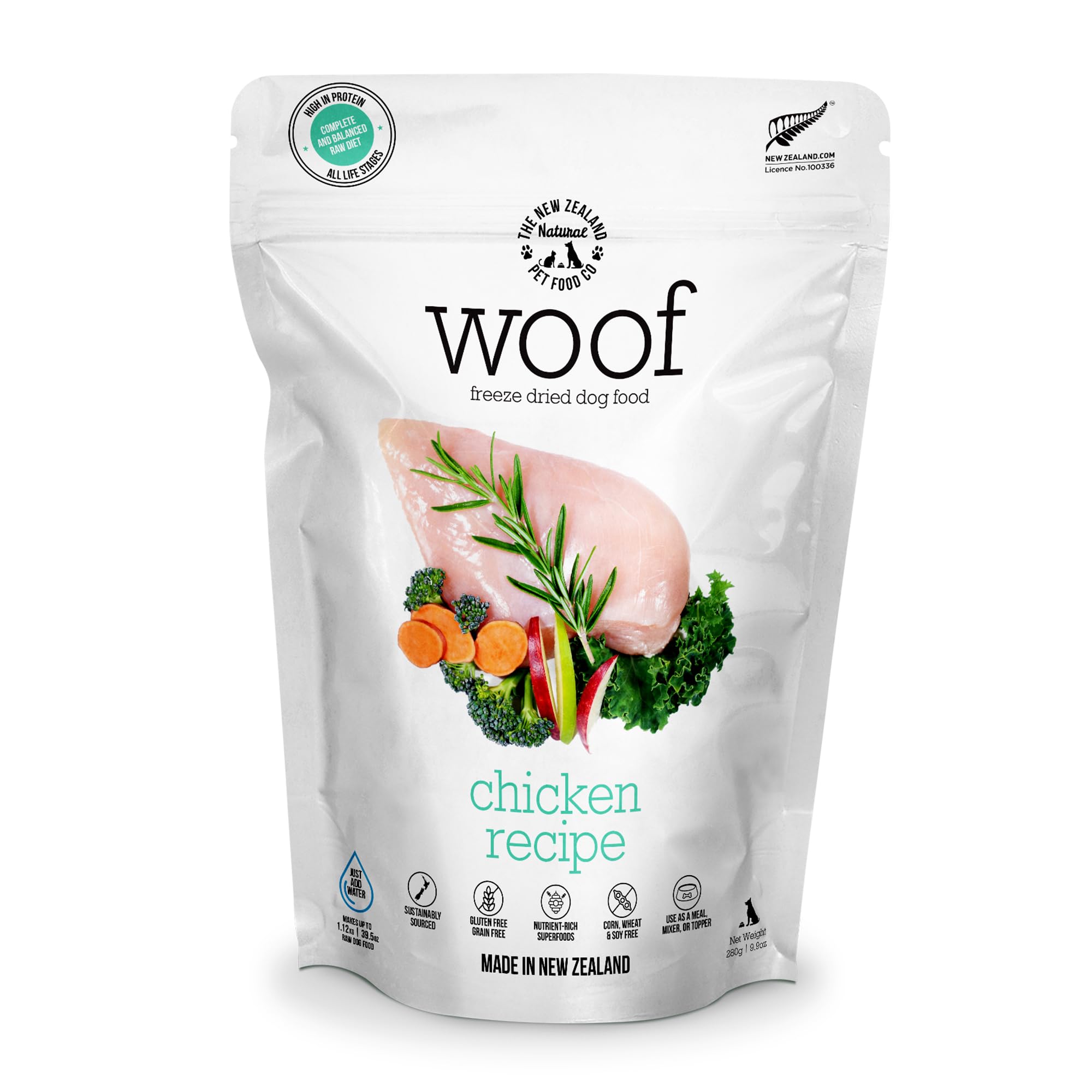 The New Zealand Natural Pet Food Co. WOOF Freeze Dried Dog Food - Chicken Recipe, High Protein Dog Treats & Snacks, Dog Food Top