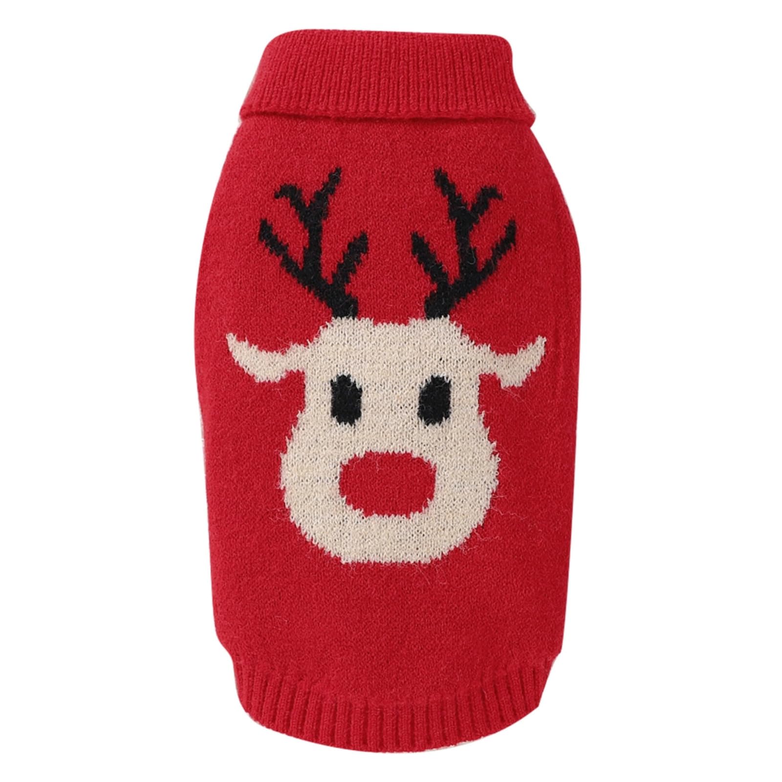 Zjyufy Christmas Dog Sweater For Small Dog Girl Sweater Xmas Soft Warm Turtleneck Dog Sweater Cute Reindeer Knitwear Winter Clot