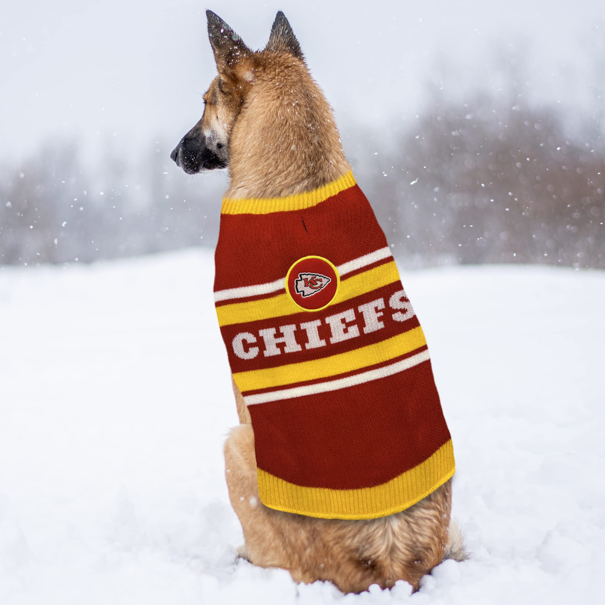 Pets First NFL Kansas City Chiefs Dog Sweater, Size Extra Large. Warm and Cozy Knit Pet Sweater with NFL Team Logo, Best Puppy S