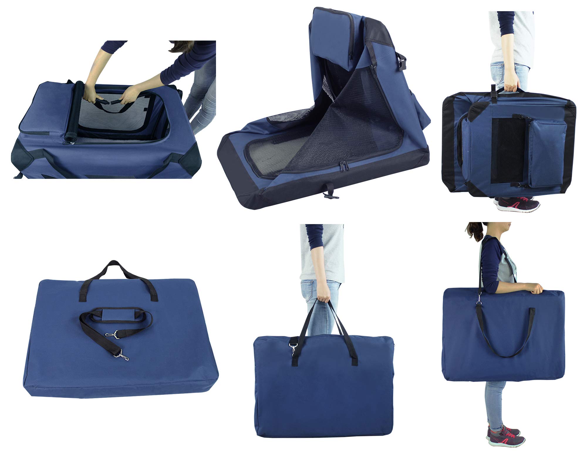 EliteField 3-Door Folding Soft Dog Crate with Carrying Bag and Fleece Bed (2 Year Warranty), Indoor & Outdoor Pet Home (20 L x 1