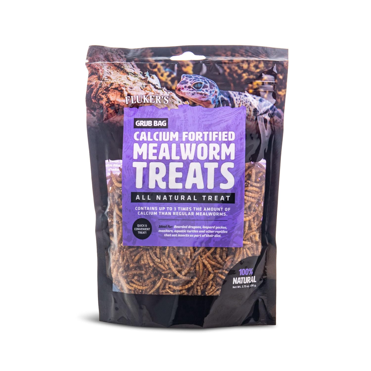 Flukers Grub Bag Calcium Fortified Mealworm Treats for Reptiles