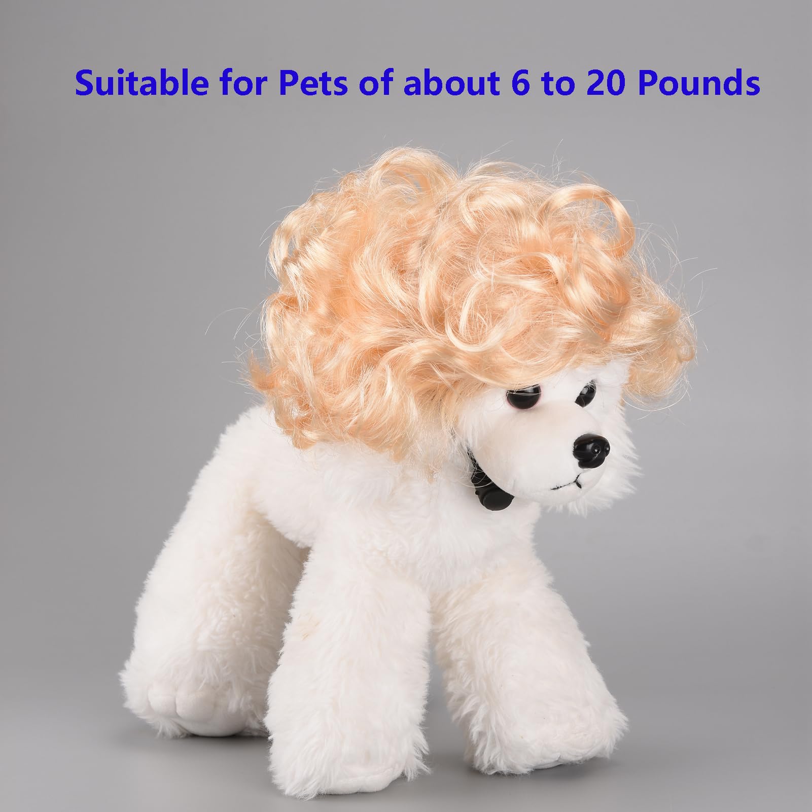 Funny Cosplay Wig For Dog, Headwear Apparel, Pet Costumes, Cat Dress Up For Halloween, Christmas, Parties, Festivals (Curly Blon