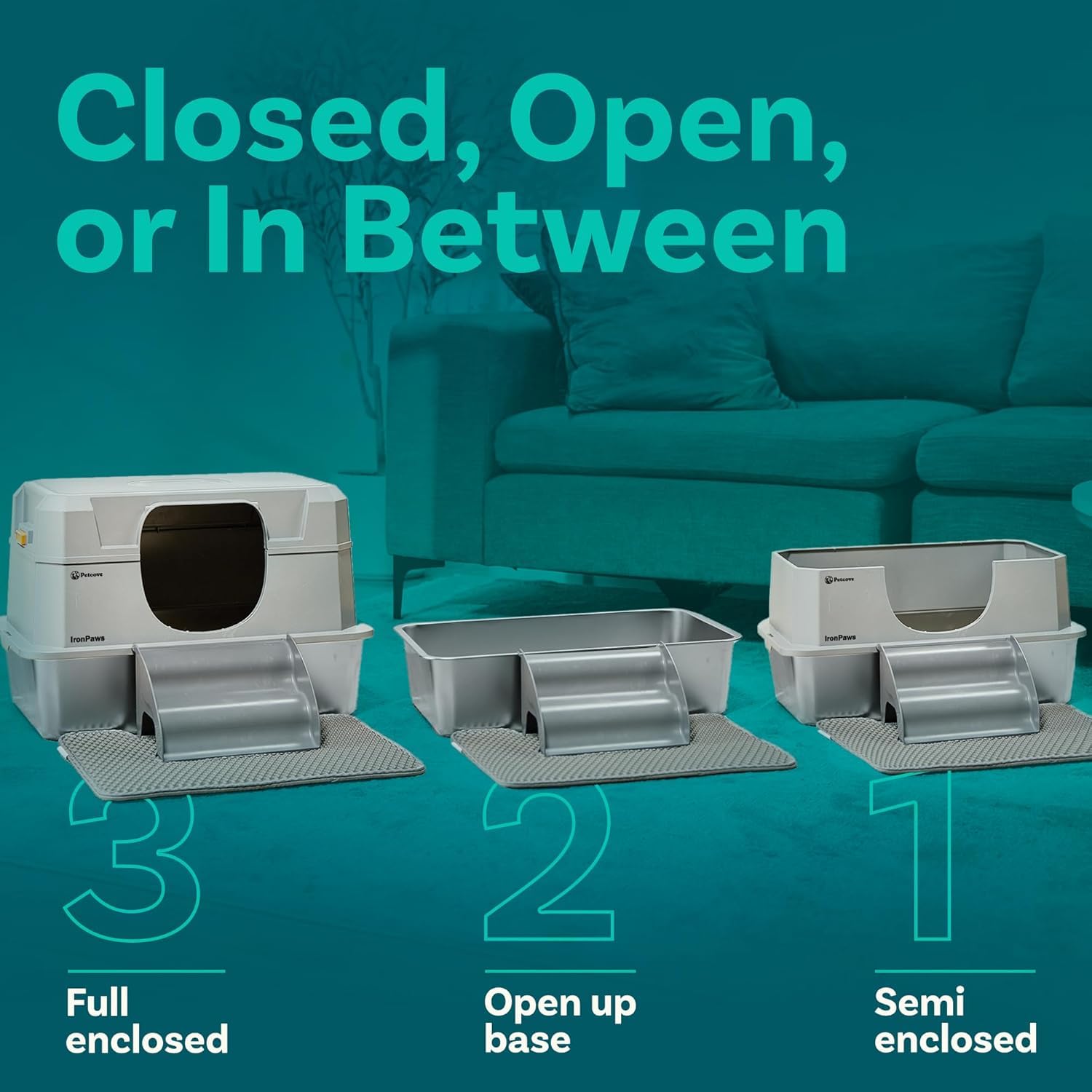 Stainless Steel Litter Box With Built-In Odor Control - 28L Xl Enclosed Metal Cat Litter Box For Large Cats High Sided 3 In1 Xxl