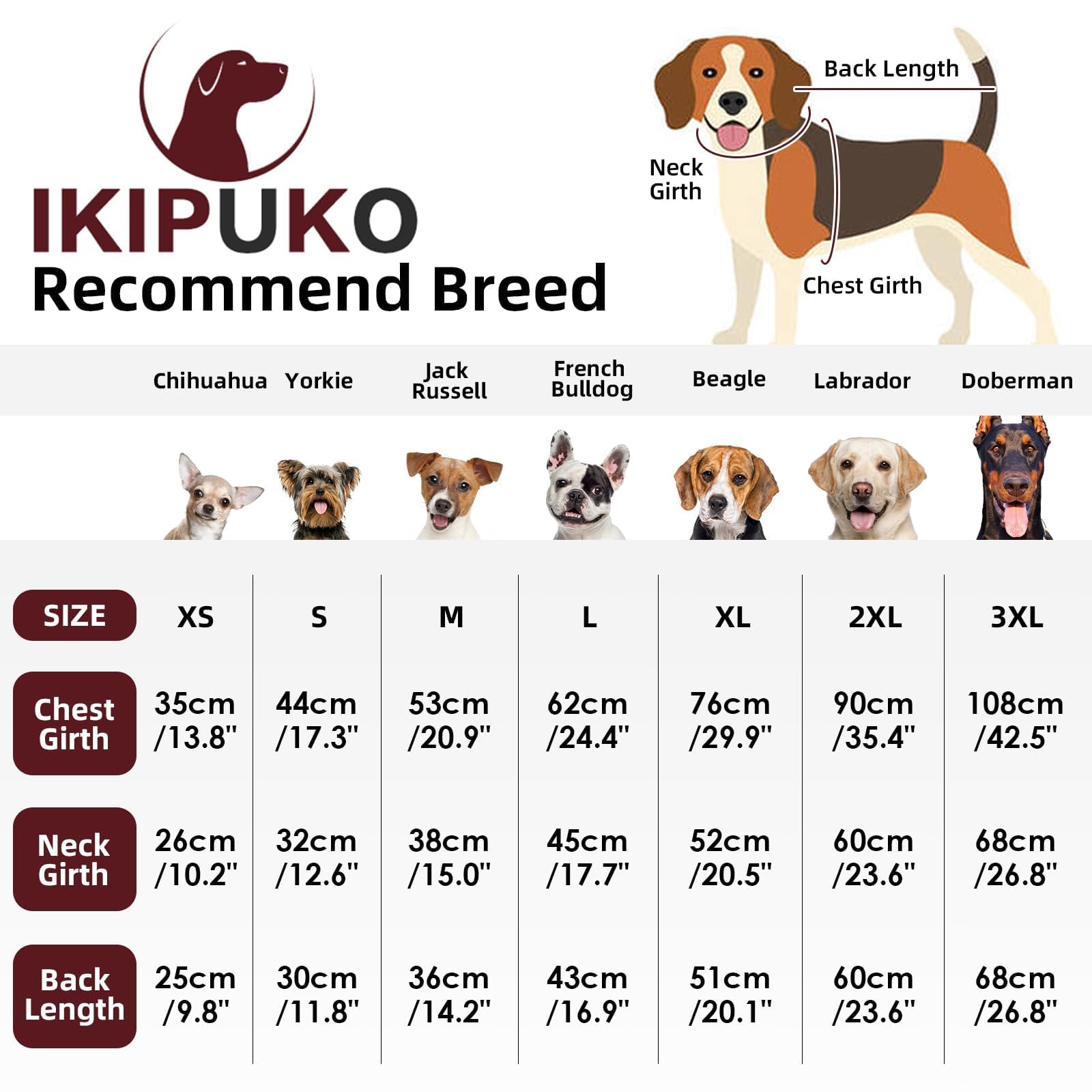 IKIPUKO Dog Coat-XS, Dog Winter Jacket Warm Zip Up Snowsuit Dog Harness Vest Reflective Water-Resistant Dog Coat Dog Snow Jacket