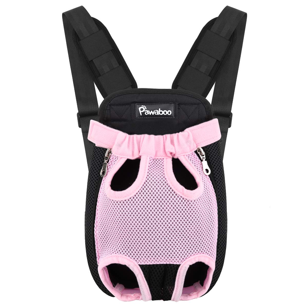 Pawaboo Pet Carrier Backpack, Adjustable Pet Front Cat Dog Carrier Backpack Travel Bag, Legs Out, Easy-Fit For Traveling Hiking Camping For Small Medium Dogs Cats Puppies, Large, Pink