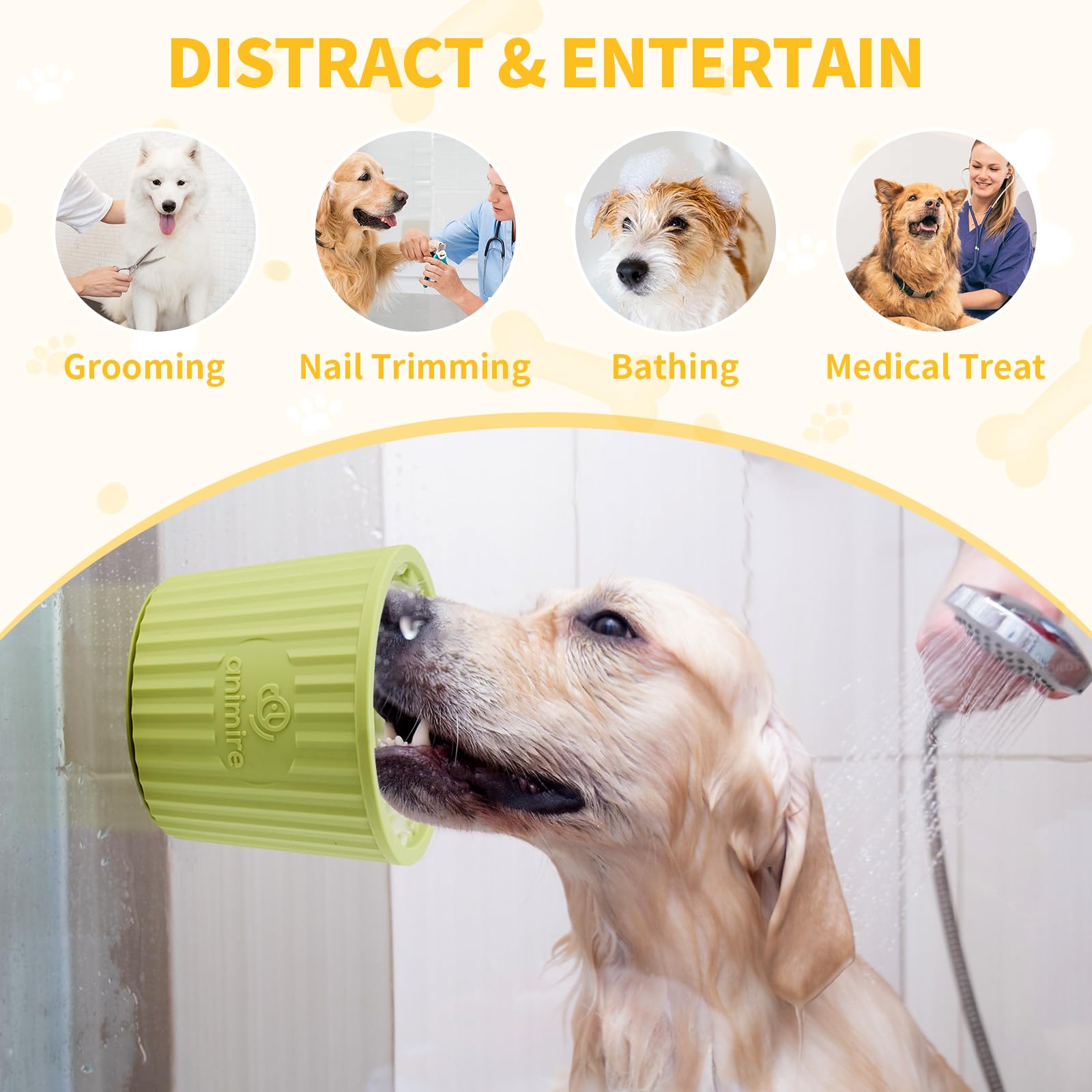 Dog Lick Bowl, Anxiety Relief Dog Licking Mat Freezer Treat Dispenser, Non-Slip Anti-Choking Silicone Slow Feeder Lick Bowl for