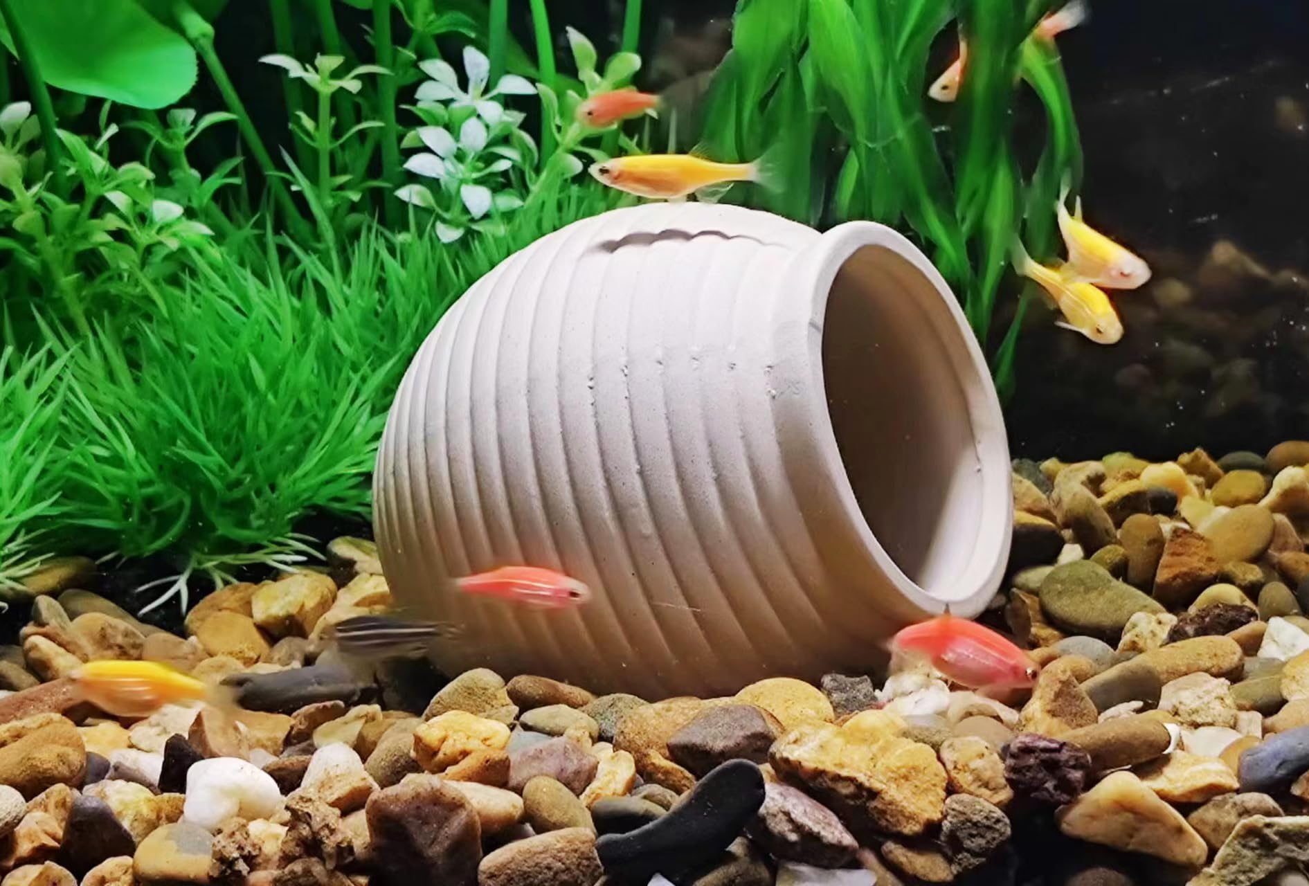 SpringSmart Aquarium Decor Rock Betta Fish Tank Decorations Ceramic Hideout Stone for Fish Shrimp Turtle Crab to Breed, Rest and