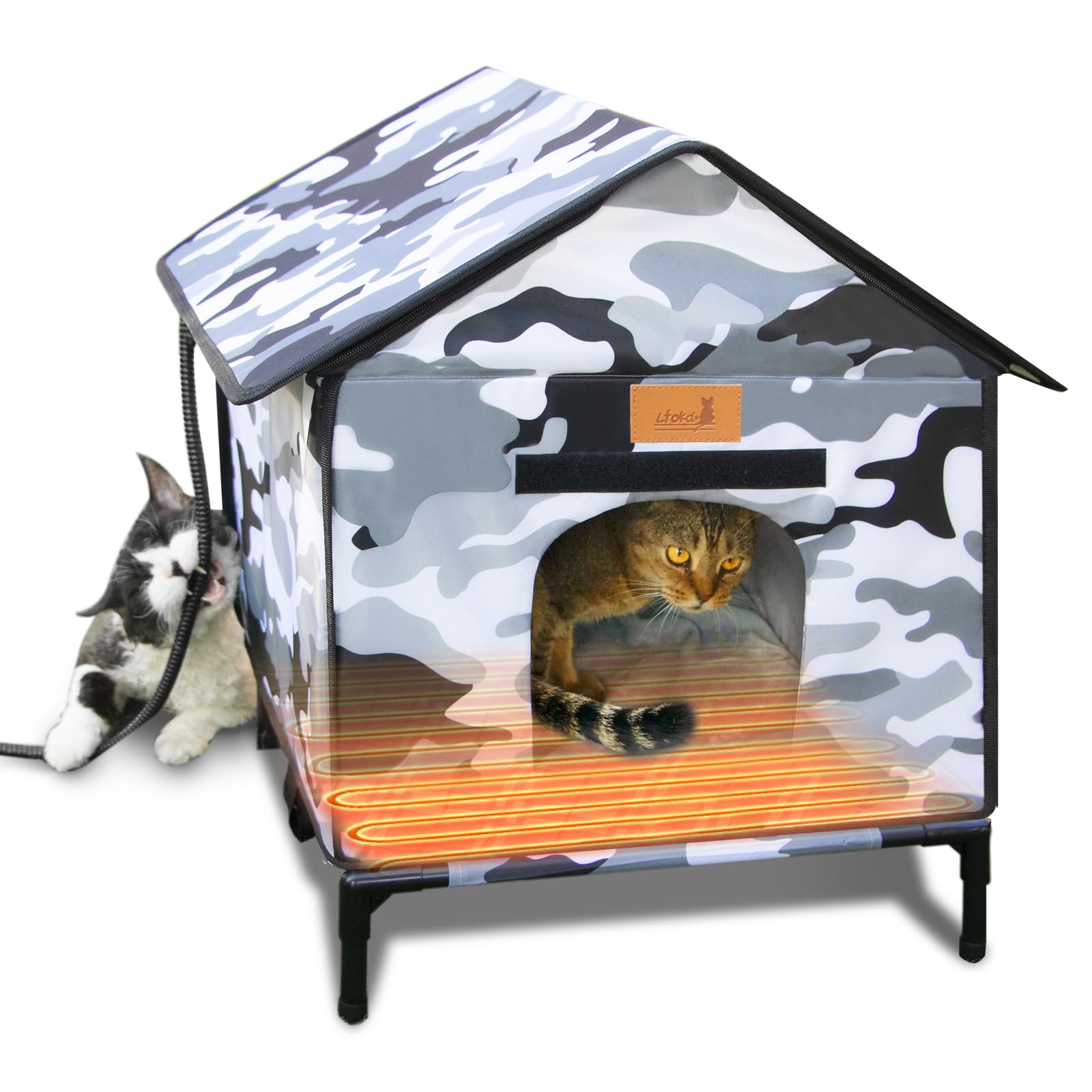 Lofkd Heated Cat House For Outdoor Use Weatherproof, Sturdy,Insulated, Easy Setup, Winter