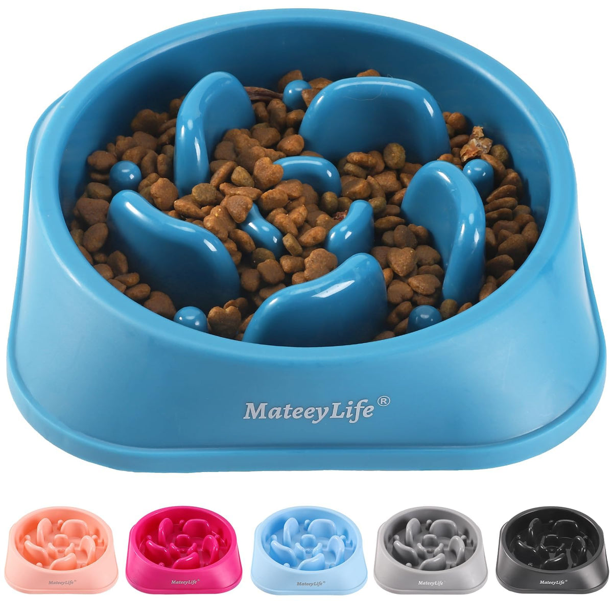 Mateeylife Slow Feeder Dog Bowls, Anti-Choking Puzzle Dog Food Bowls, Non Slip Interactive Dog Feeding Bowls Slow Down Eating, Bloat Stop Maze Dog Dishes Dog Feeder For Medium Large Breeds Darkblue