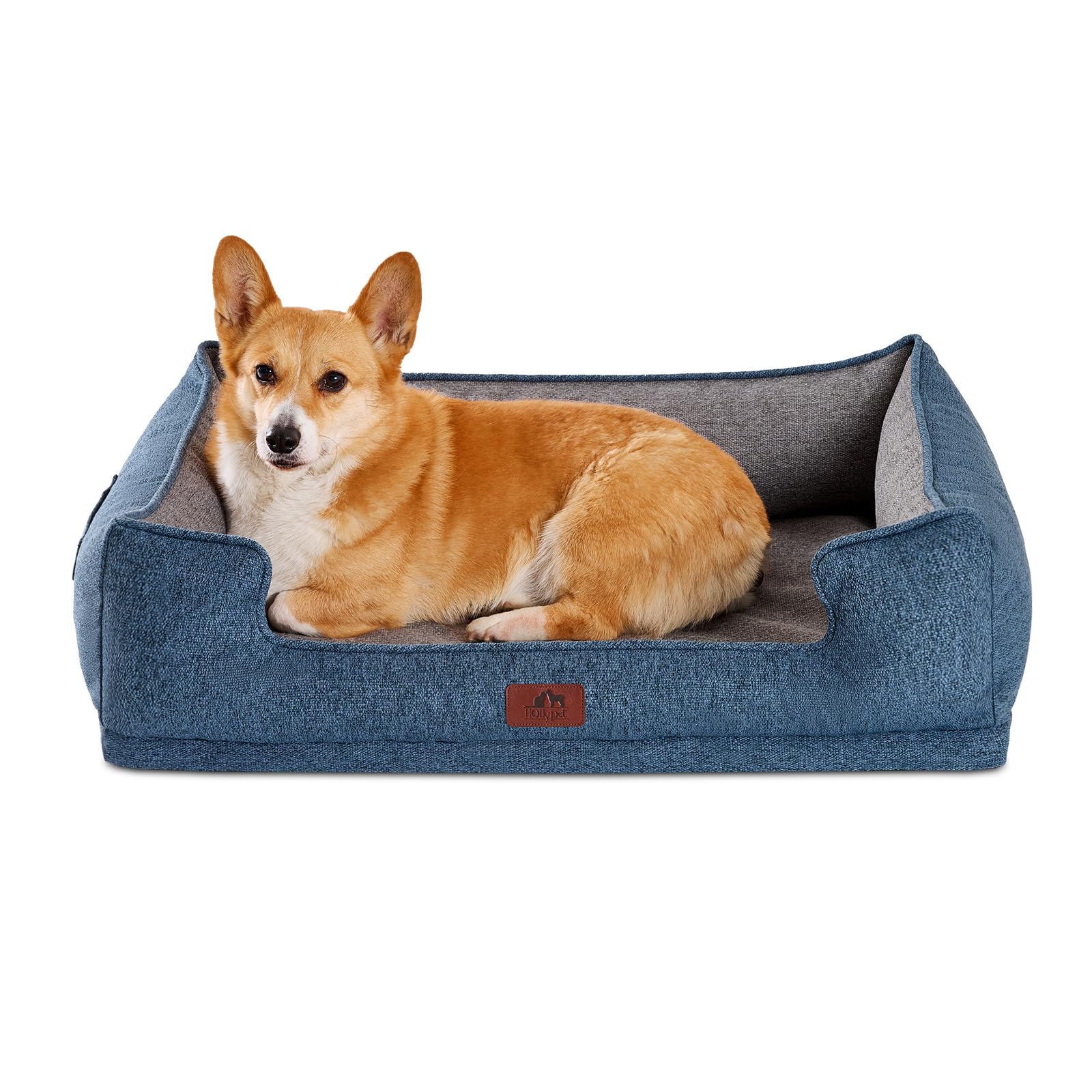 Hollypet Orthopedic Rectangle Dog Bed for Medium Dogs, Supportive Egg-Crate Foam Pet Beds with Removable Washable Waterproof Cov