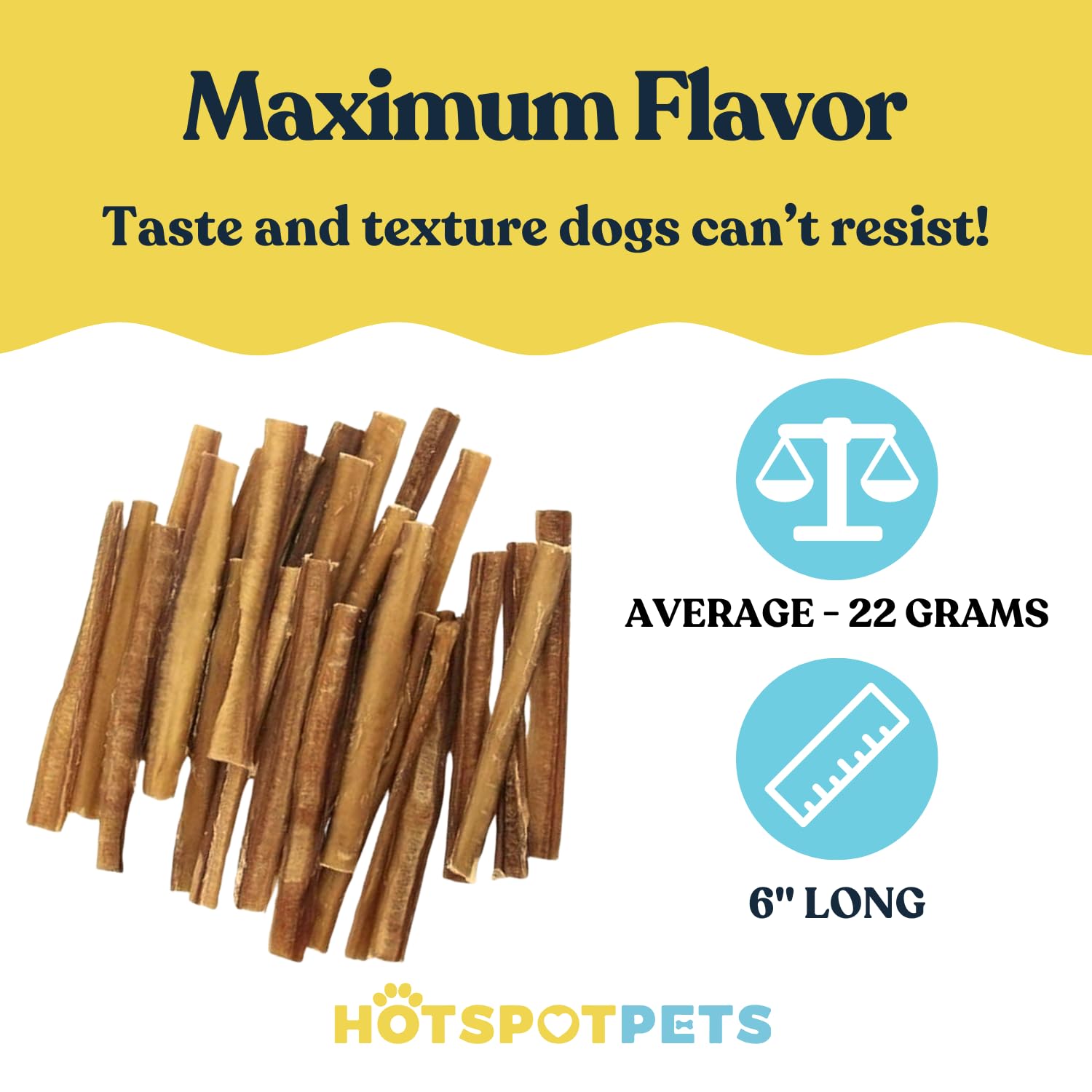 hotspot pets Bully Sticks 6 Inch- 10 Pack- Premium Natural Long Lasting Bully Sticks for Medium Dogs Beef Pizzle Treats - Low Od
