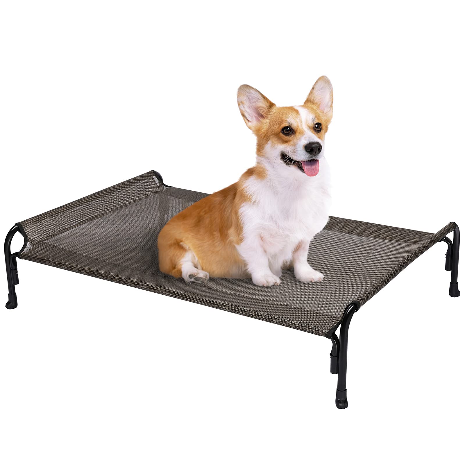 Veehoo Outdoor Elevated Dog Bed, Raised Dog Cot For Small Medium Dogs, Cooling Washable Waterproof Pet Hammock Beds With Slope H