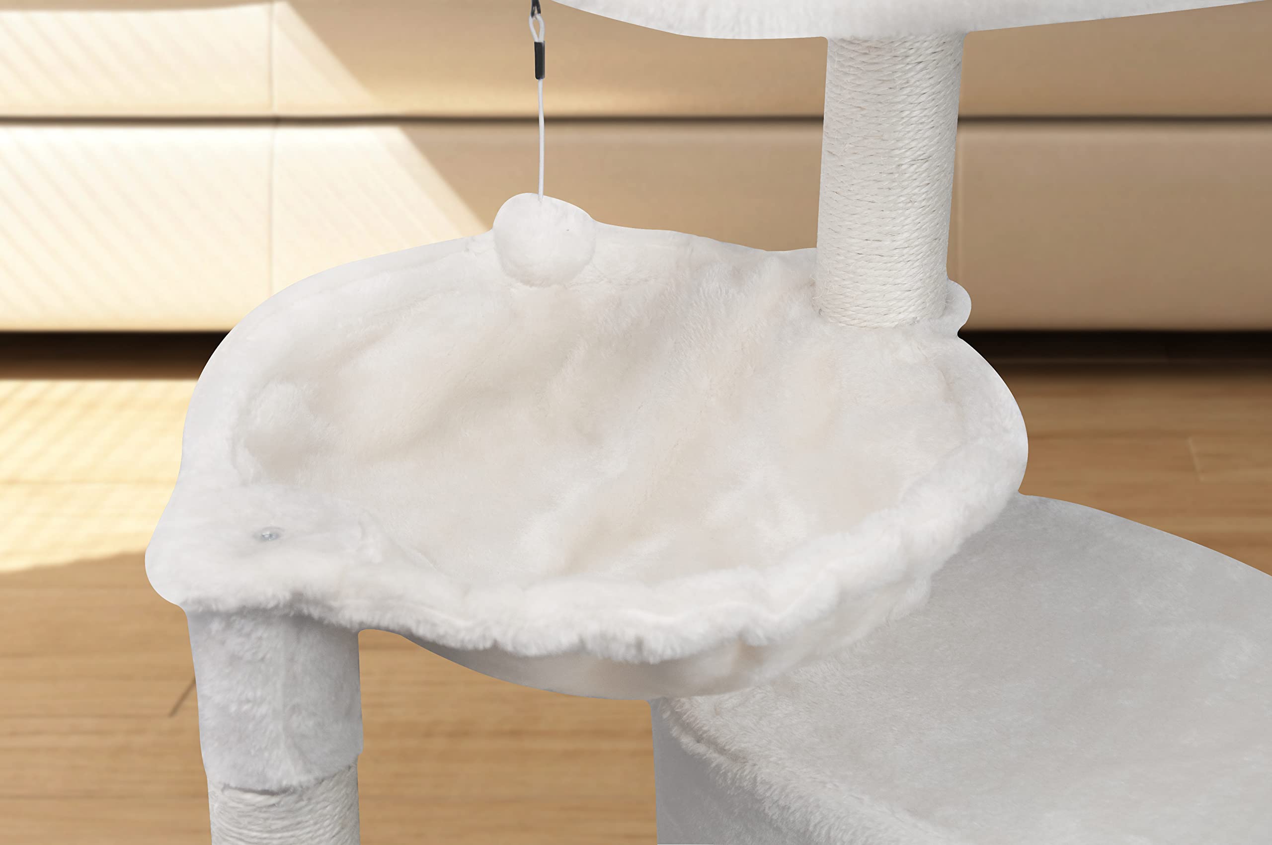 Yunique Newest Cat Tree With Cat Condo And Big Hammock, Beige