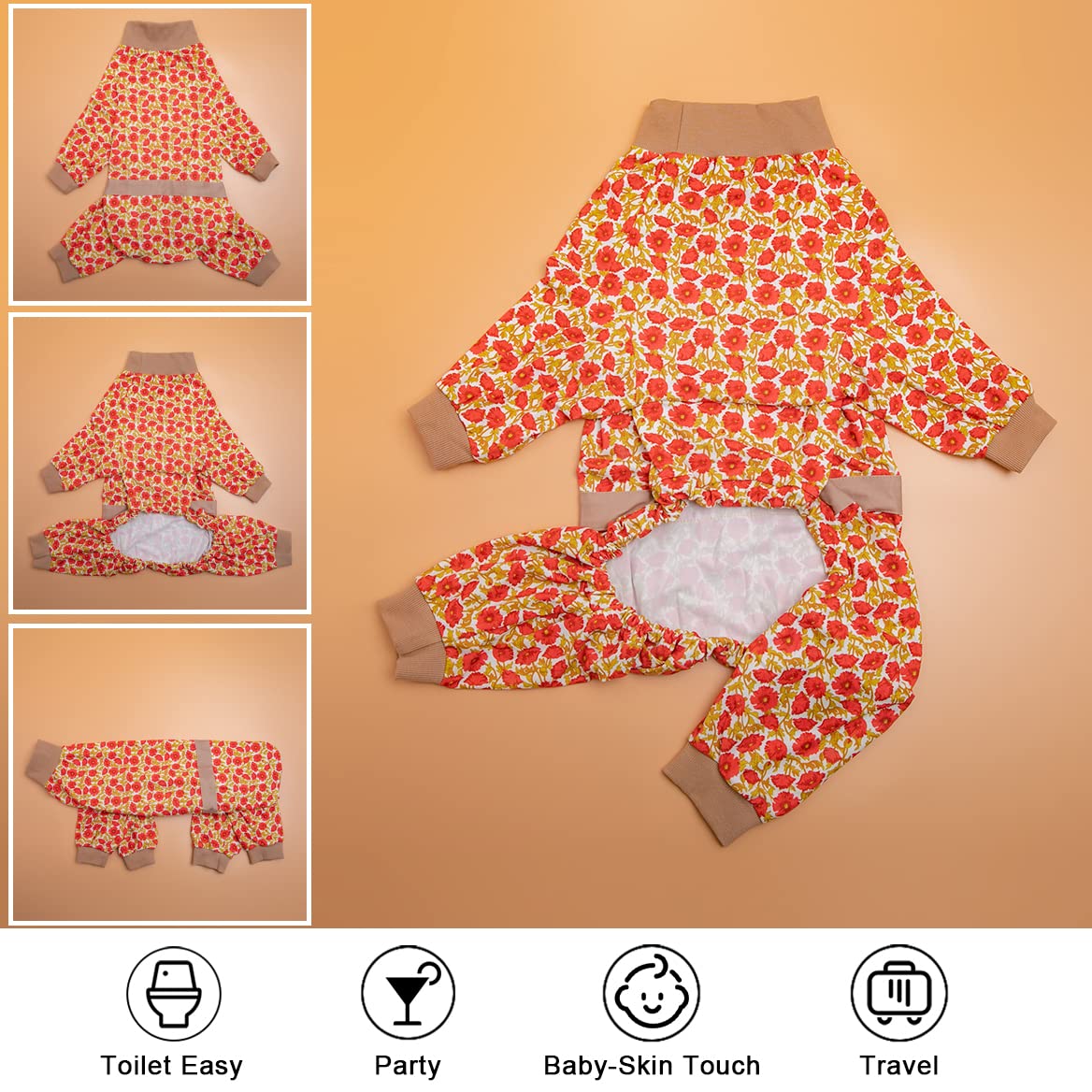 Lovinpet Pet Outfits, Post Operative Jumpsuit For Dogs Apparel, Reflective Strap Full Coverage Dog Onesie, Breathable & Elastic