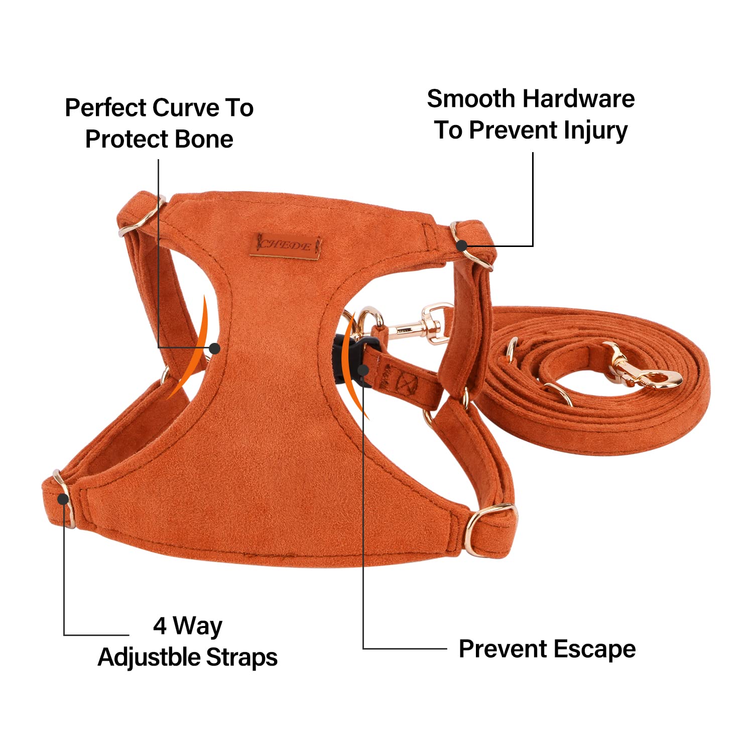 Chede No Pull Puppy Harness And Multifunction Dog Leash Set- 8 Colors Soft Adjustable No Choke Escape Proof Cute,Lightweight Pet Vest Harness For Small And Medium Dog (S, Khaki)