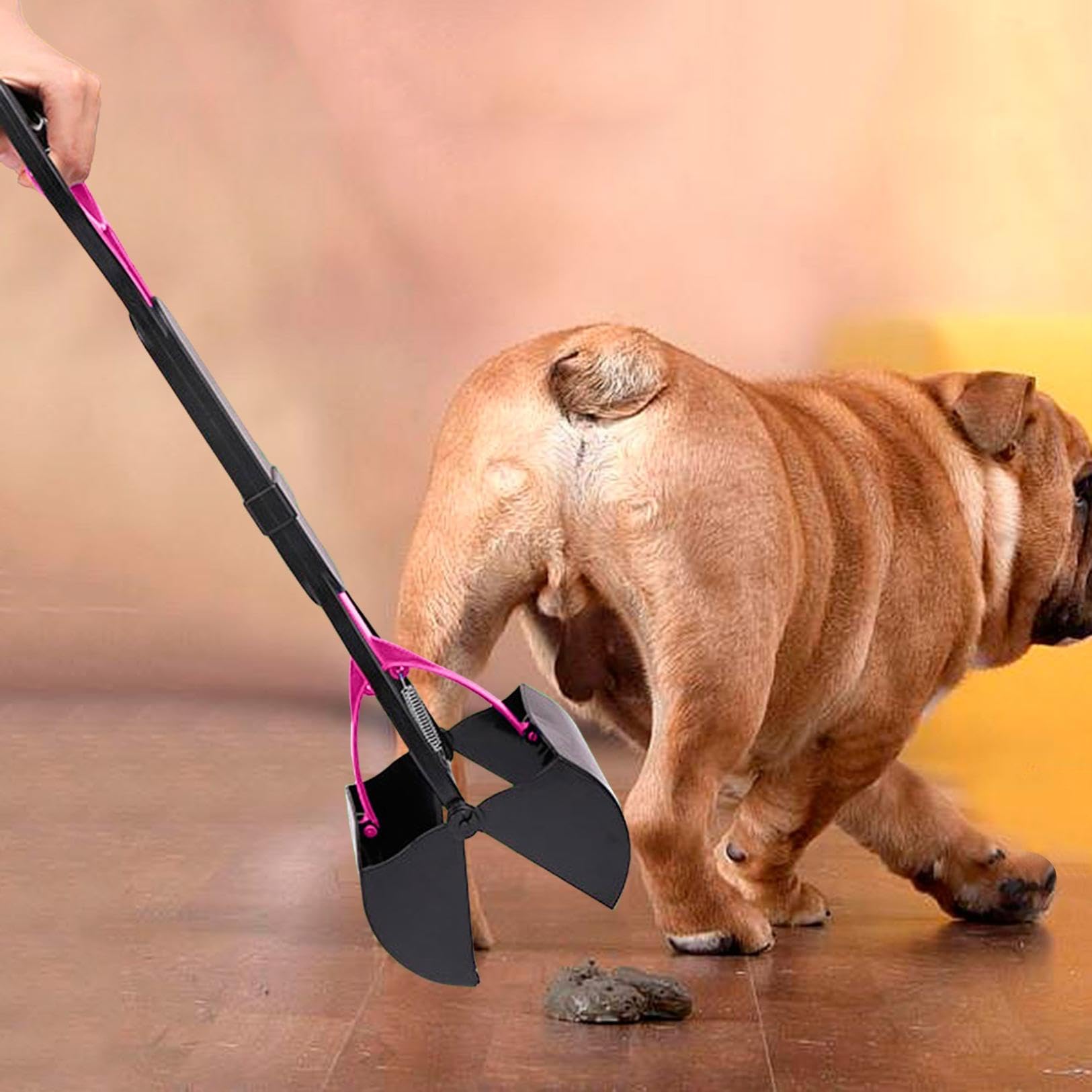 Non-Breakable Pet Pooper For Dogs Long Handle, Heavy Duty, High-Strength Material With Durable Spring For Easy Grass, Gravel, An