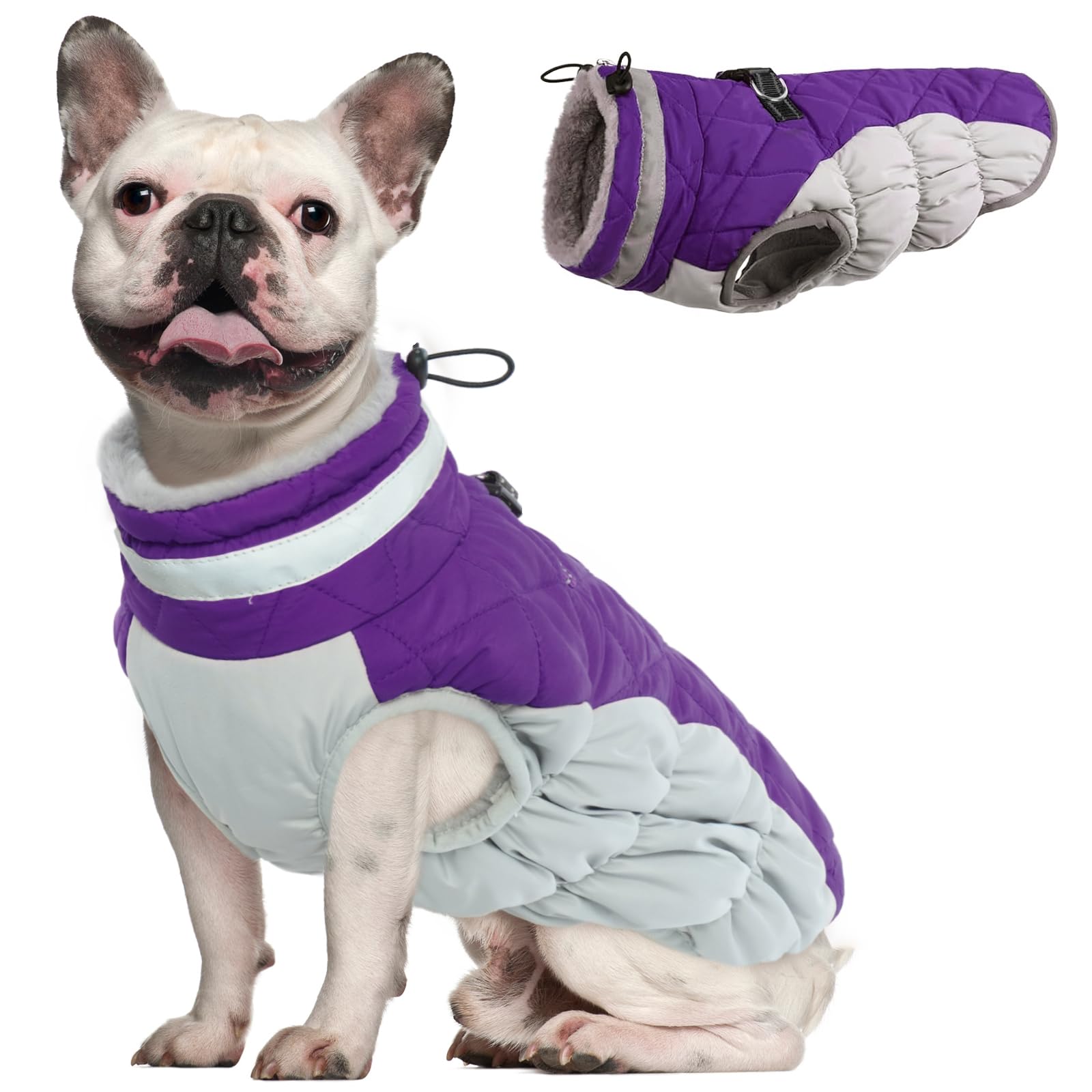 Ouobob Dog Winter Jacket Cozy Reflective Waterproof Windproof Warm Pet Garment,Comfortable Cold Weather Fleece Apparel Outfits W