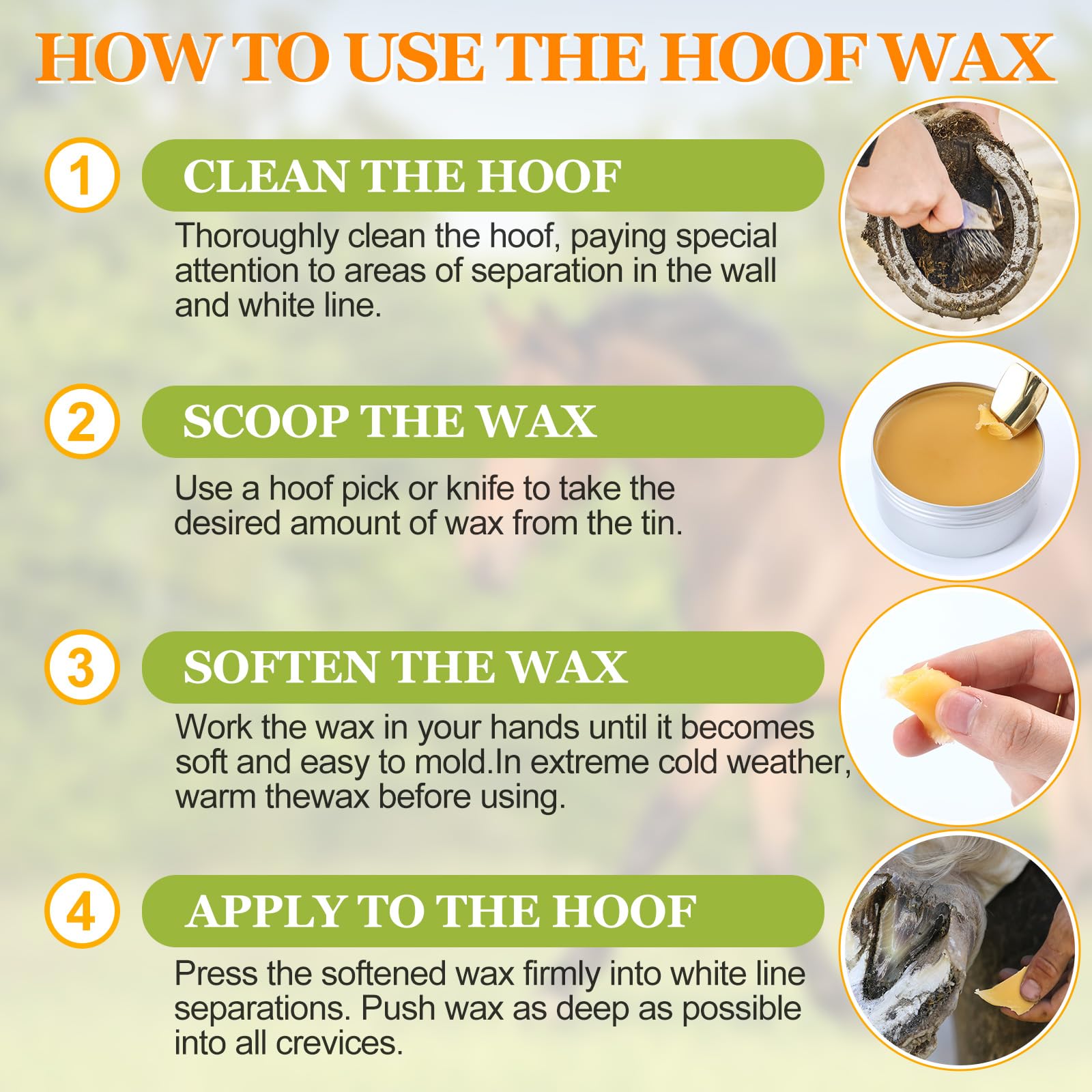 Dansib 2 Pcs Hoof Wax 7 oz Horse Hoof Wax Hoof Clay for Horse Hoof Wall Separation, Cracks, Crevices and White Line Supplies