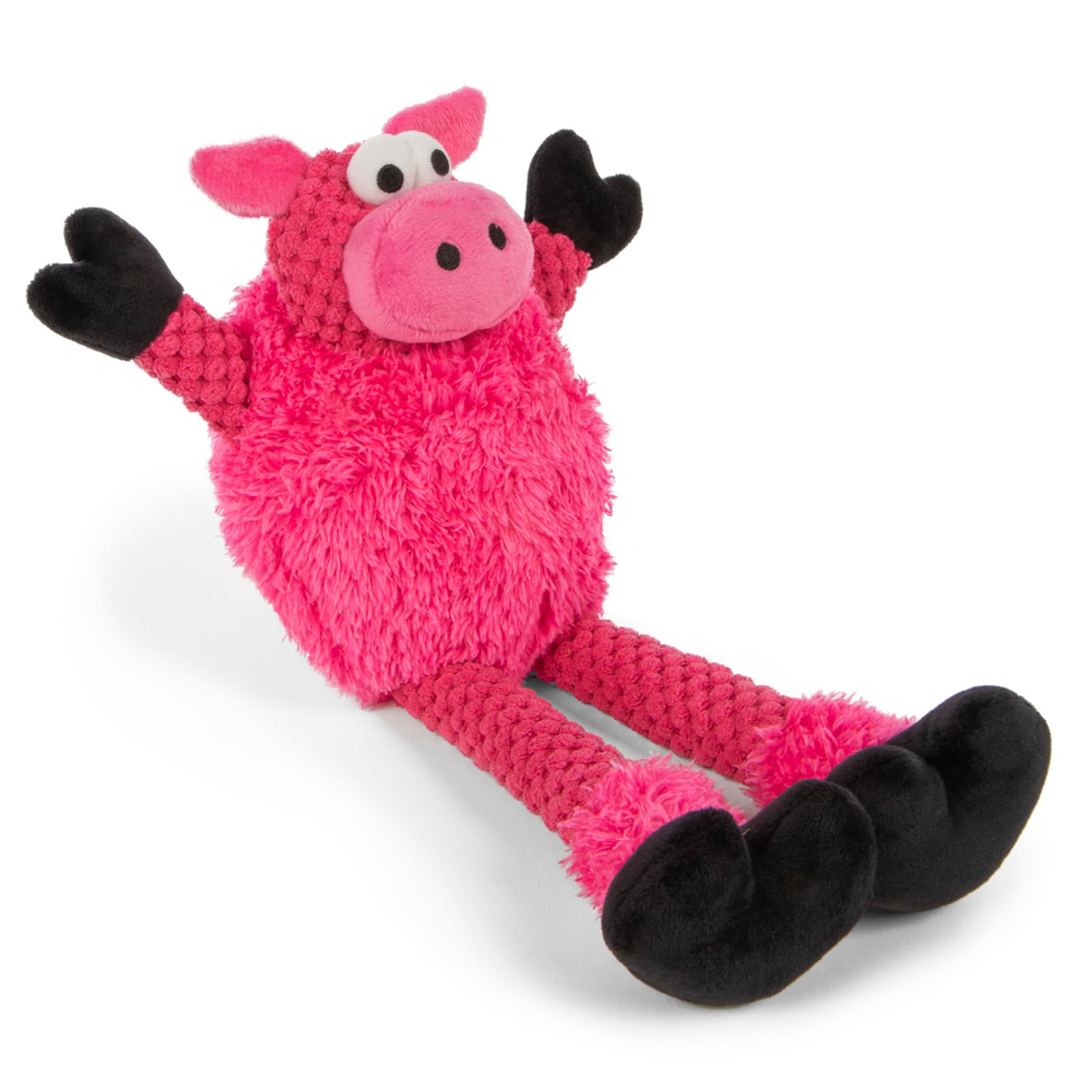 Godog Checkers Just For Me Skinny Pig Squeaky Plush Dog Toy, Chew Guard Technology - Pink, Mini