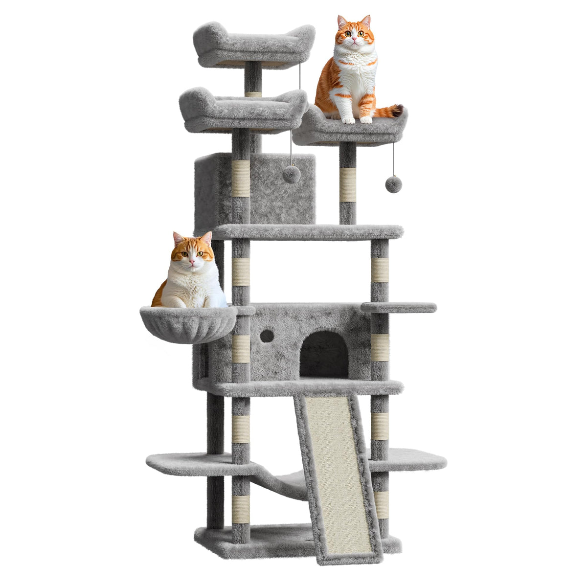 Heavy Duty Multi-Level Cat Tree For Large Indoor Cats (20 Lbs+), Cat Tower With Condo, Plush Perches, Sisal Scratching Posts, Ha