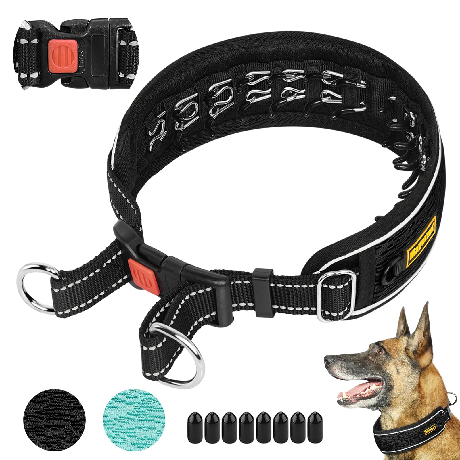 Mayerzon Martingale No Pull Collar for Large Medium Dogs Pitbull German Shepherd Rottweilers, Patented Reflective Anti Pull Dog 