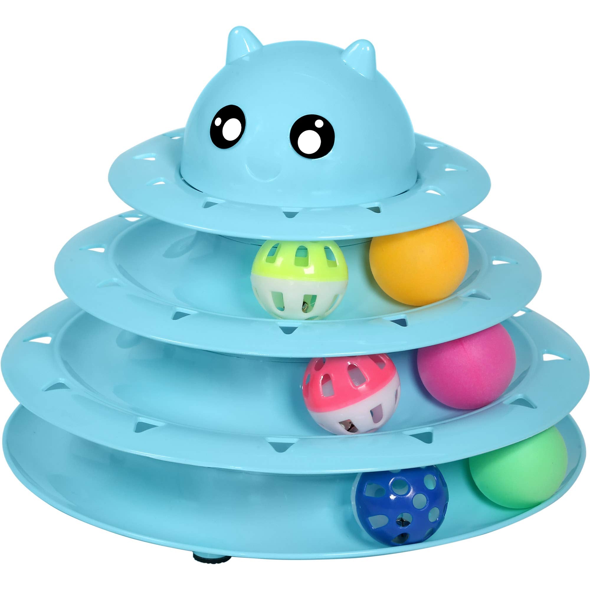 UPSKY Cat Toy Roller 3-Level Turntable Cat Toys Balls with Six Colorful Balls Interactive Kitten Fun Mental Physical Exercise Pu