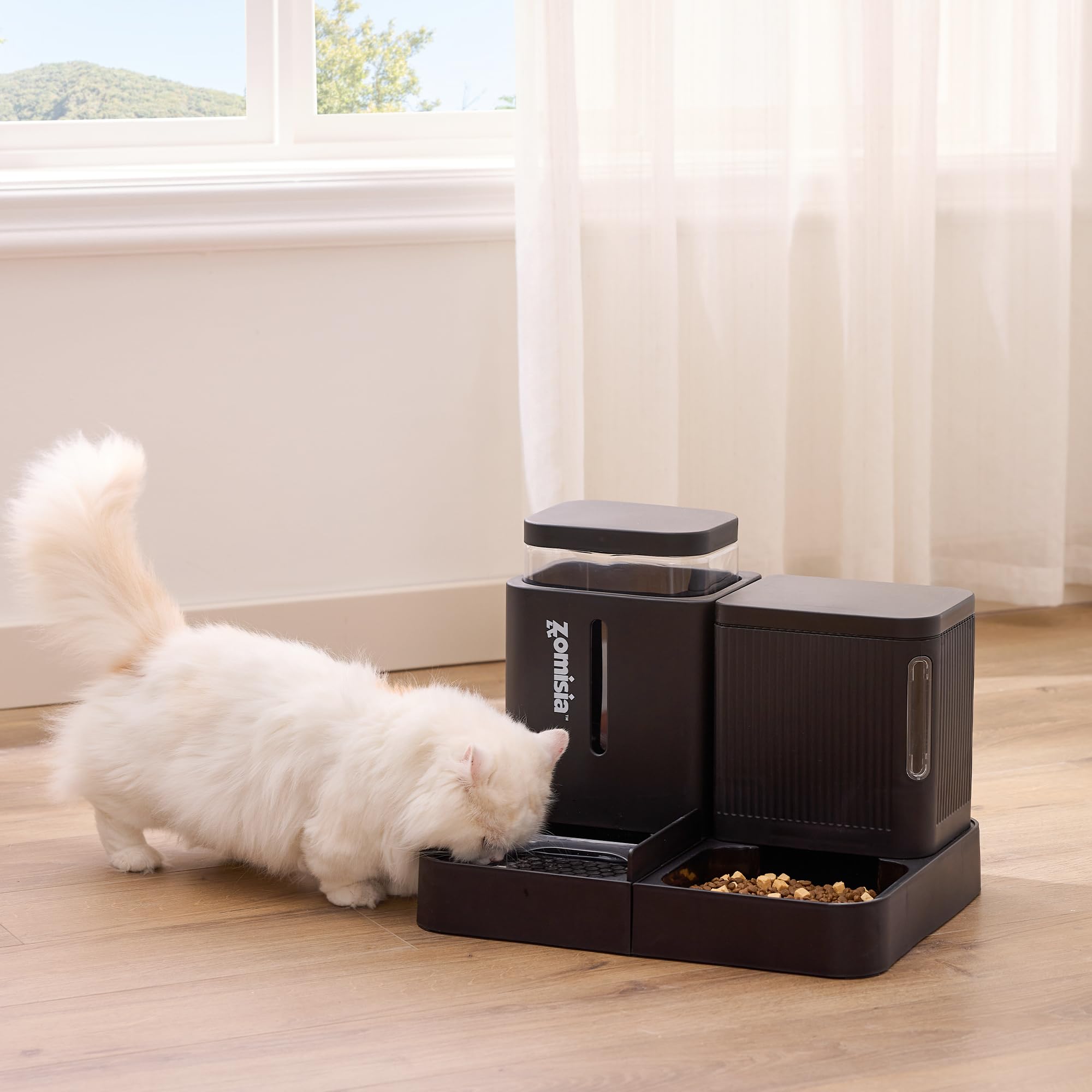 ZOMISIA Gravity Dog Food and Water Dispenser, 2 in 1 Automatic Dog Feeder with 180 Degree Rotatable, 2 Pack Large Capacity Self