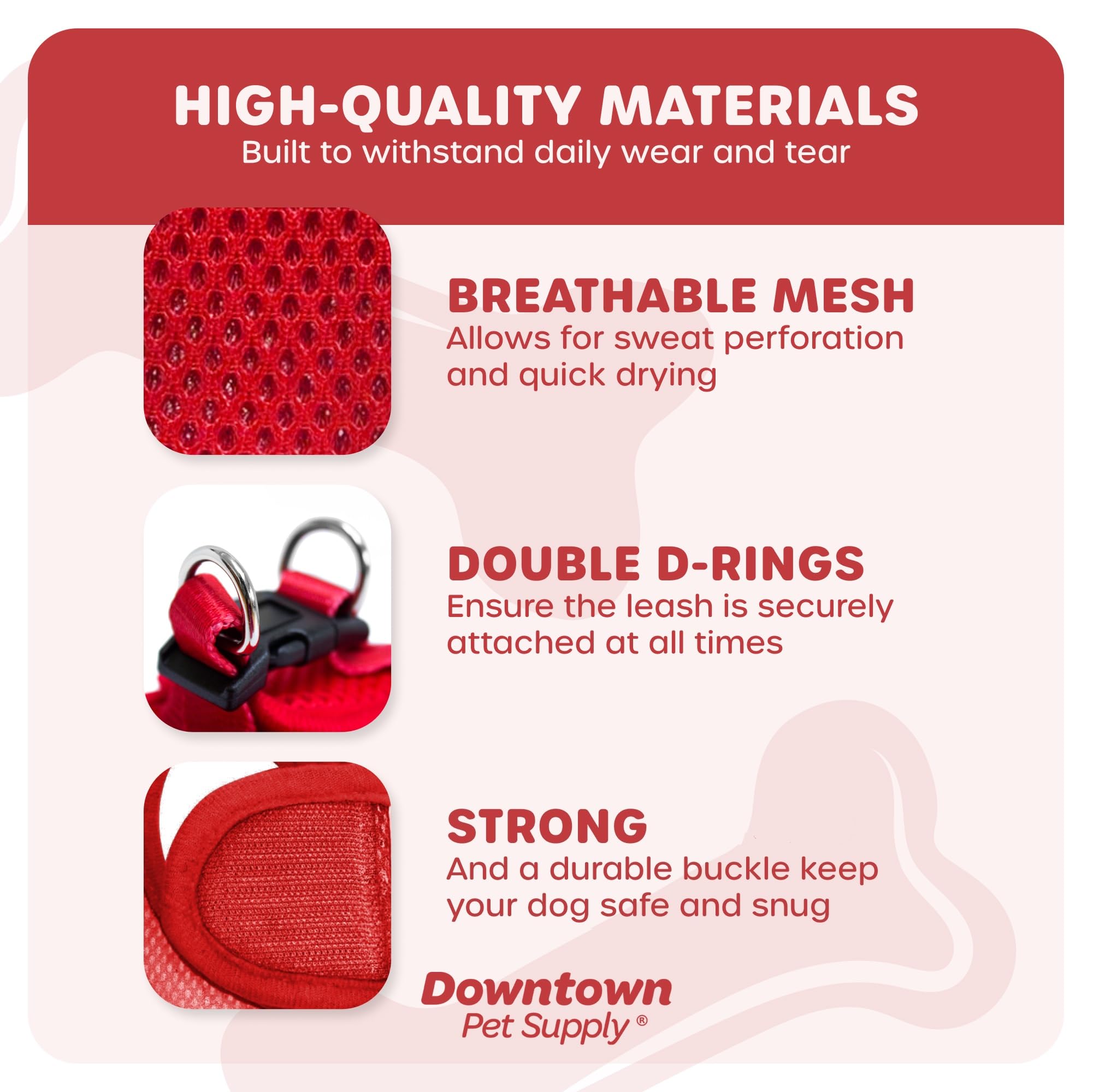 Downtown Pet Supply Step In Dog Harness For Small Dogs No Pull, Large, Red - Adjustable Harness With Padded Mesh Fabric And Reflective Trim - Buckle Strap Harness For Dogs