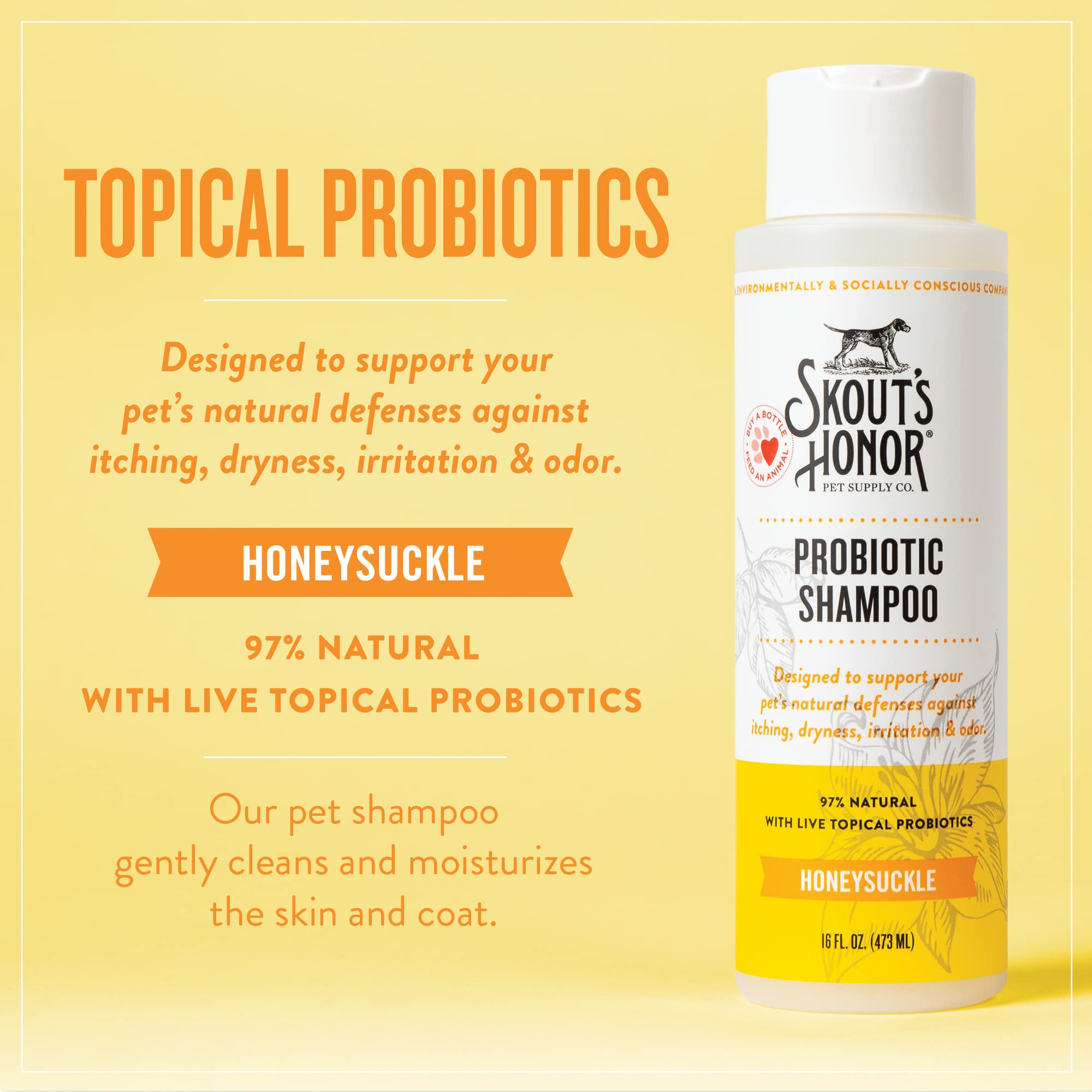 Skout'S Honor Probiotic Pet Shampoo (Honeysuckle) For A Healthier Skin And Coat
