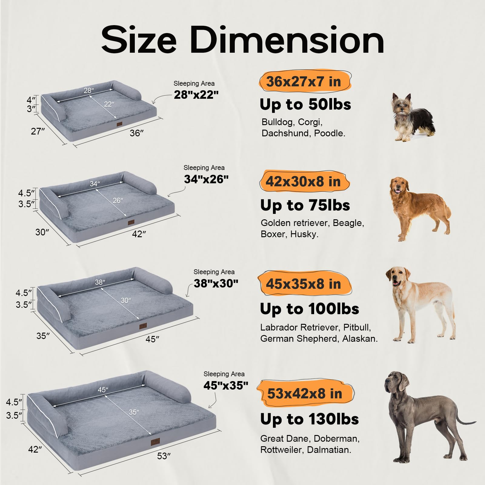 Large Dog Bed Orthopedic Washable: Beds Bolster - Xl Xlarge Extra Big Dogs - Memory Foam - Couch Sofa - Waterproof With Removable Cover