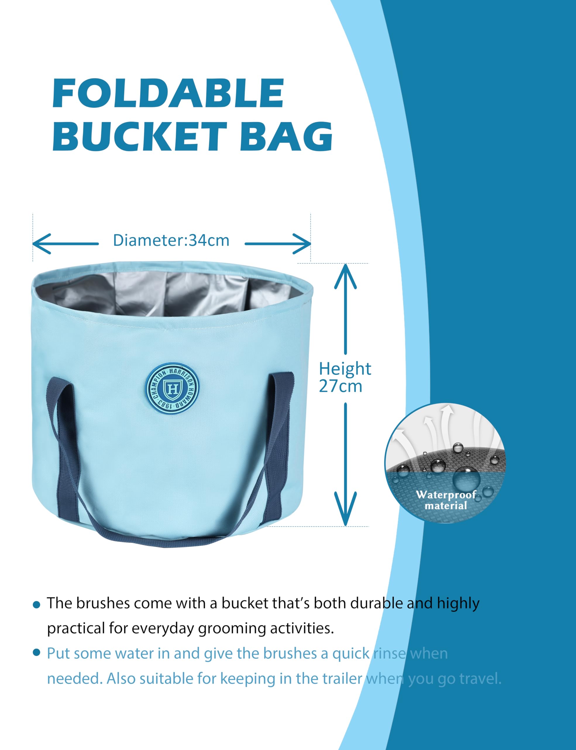 Harrison Howard Horse Grooming Kit 9-Piece Equine Care Series Horse Brush Sets With Organizer Tote Bag Soft Blue