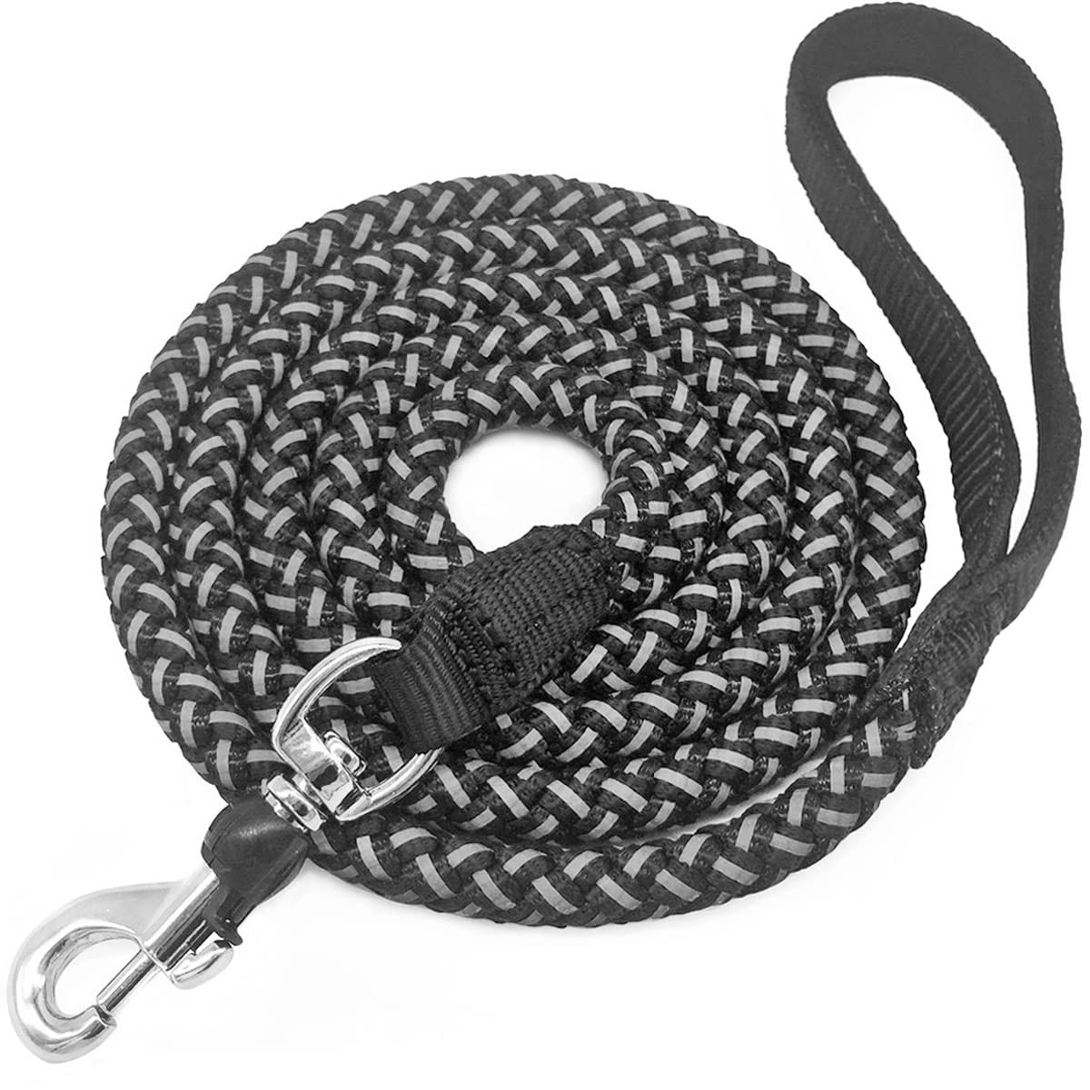 Mycicy 3Ft 4Ft 6Ft 10Ft Rope Reflective Dog Leash - Nylon Braided Heavy Duty Strong Dog Training Leash For Large And Medium Dogs Walking Leads (6Ft, Black)