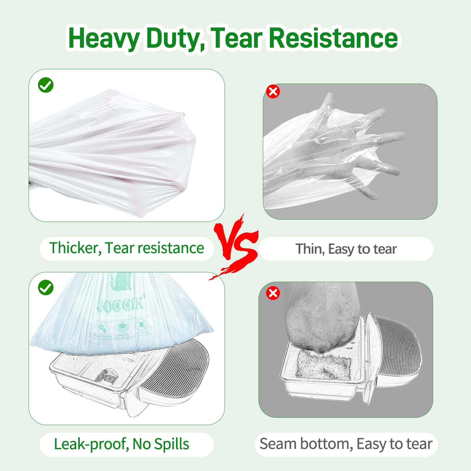 Drawstring Litter Box Liners Compatible with Robot, Heavy Duty Self-Cleaning Litter Boxes Waste Drawer Liners Replacement Bags (