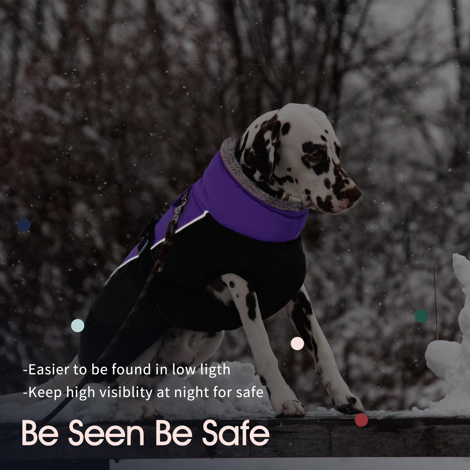 Iecoii Extra Warm Dog Coat Reflective Adjustable Dog Jacket Dog Winter Coat With Buckle Fleece Turtleneck Dog Jacket For Cold We