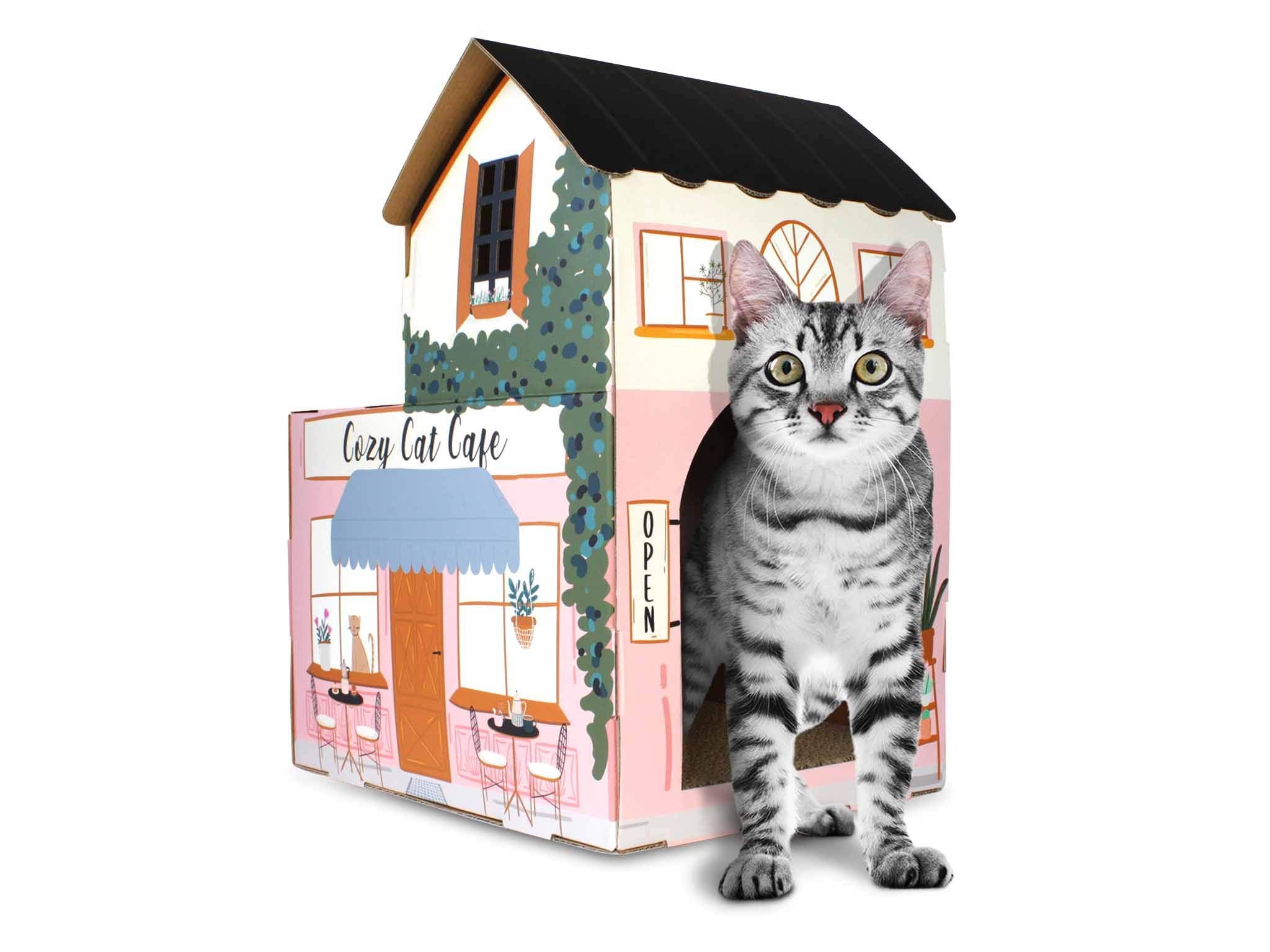 American Cat Club Cat House With Scratcher & Catnip Included - Coffee House