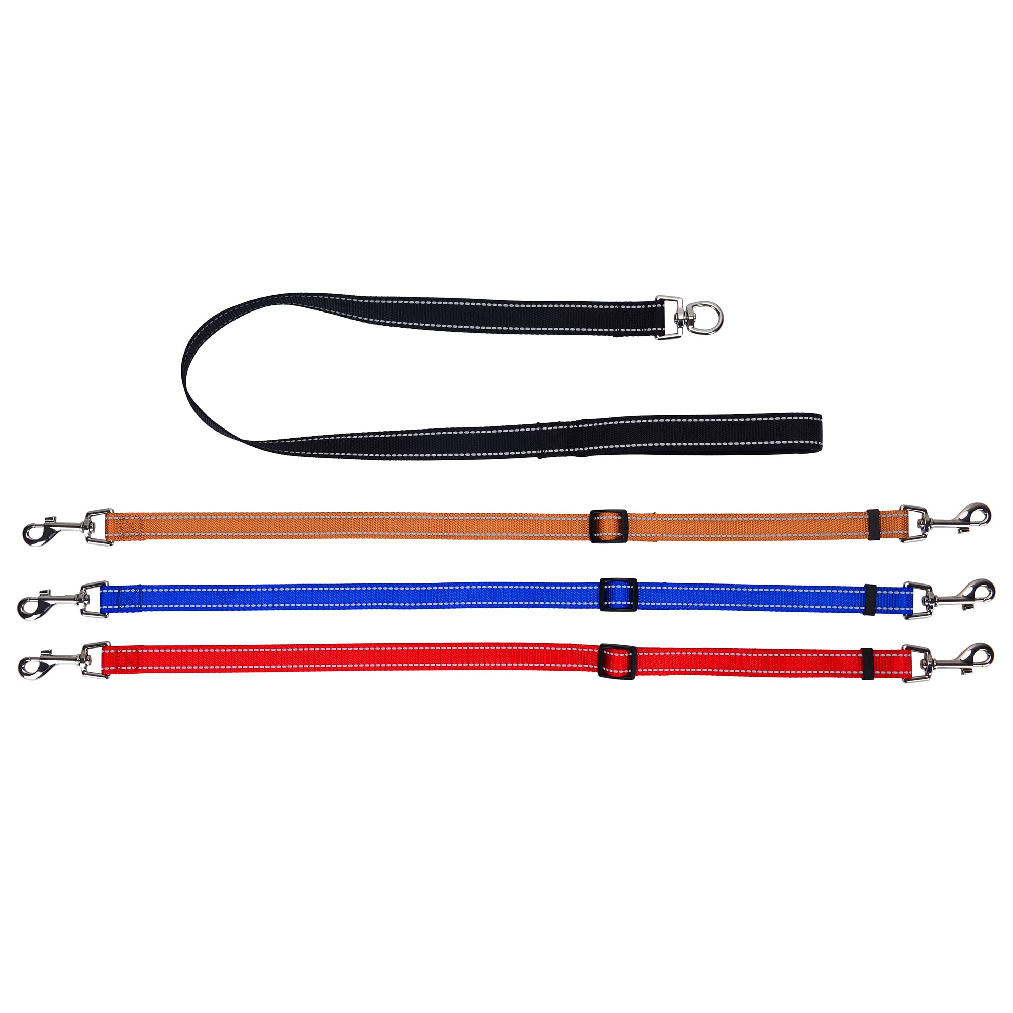 3 Way Dog Leash Reflective Adjustable Coupler No Tangle Detachable 3 In 1 Multiple Dog Leash With Soft Padded Handle For 1 2 3 Dog Pet Cat Puppy Walking Training (3 Way Multi-Color)