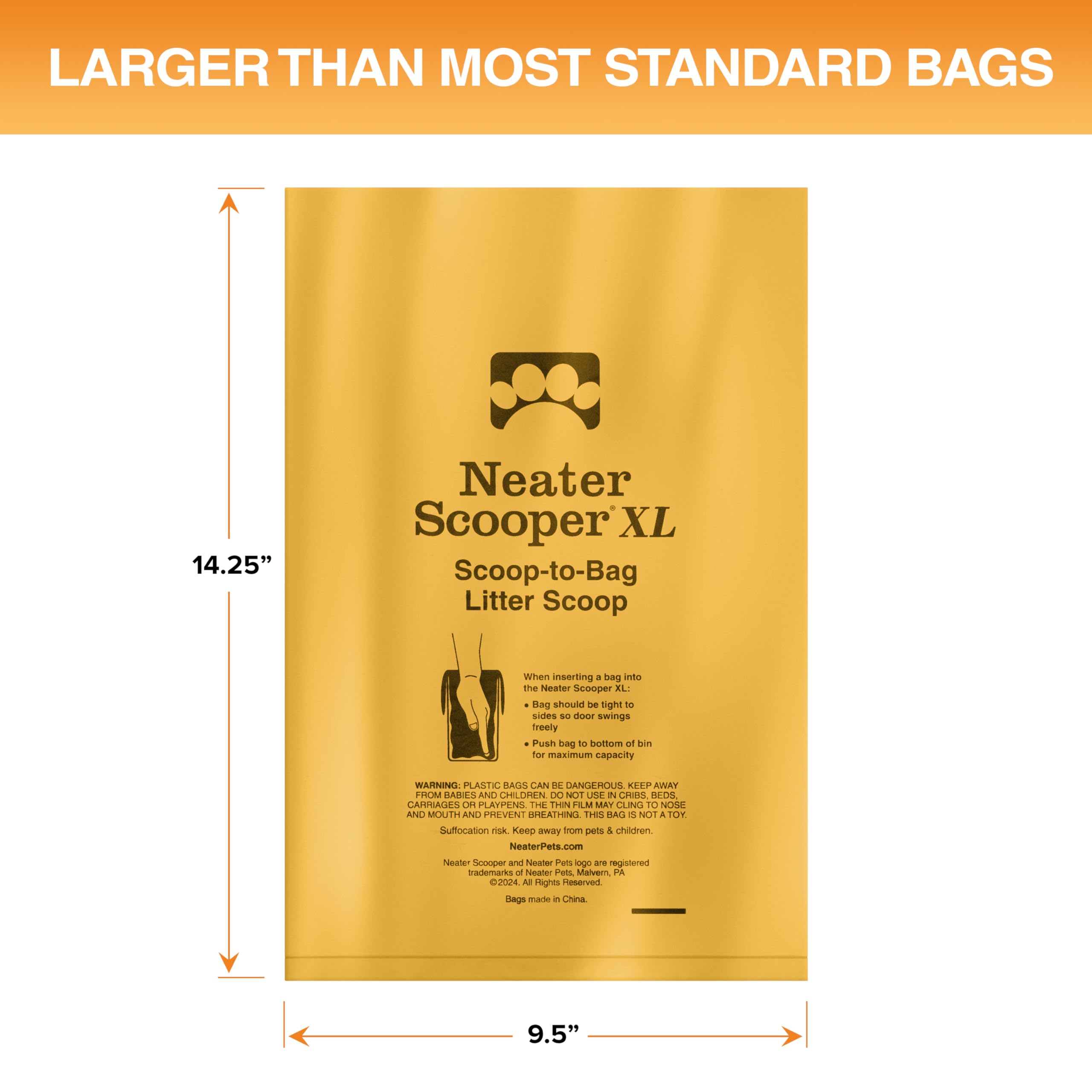 Neater Pets Neater Scooper Xl Size Extra-Capacity Waste Bags, Refill Bags For Neater Scooper Xl Cat Litter Scoop, Lavender Scent