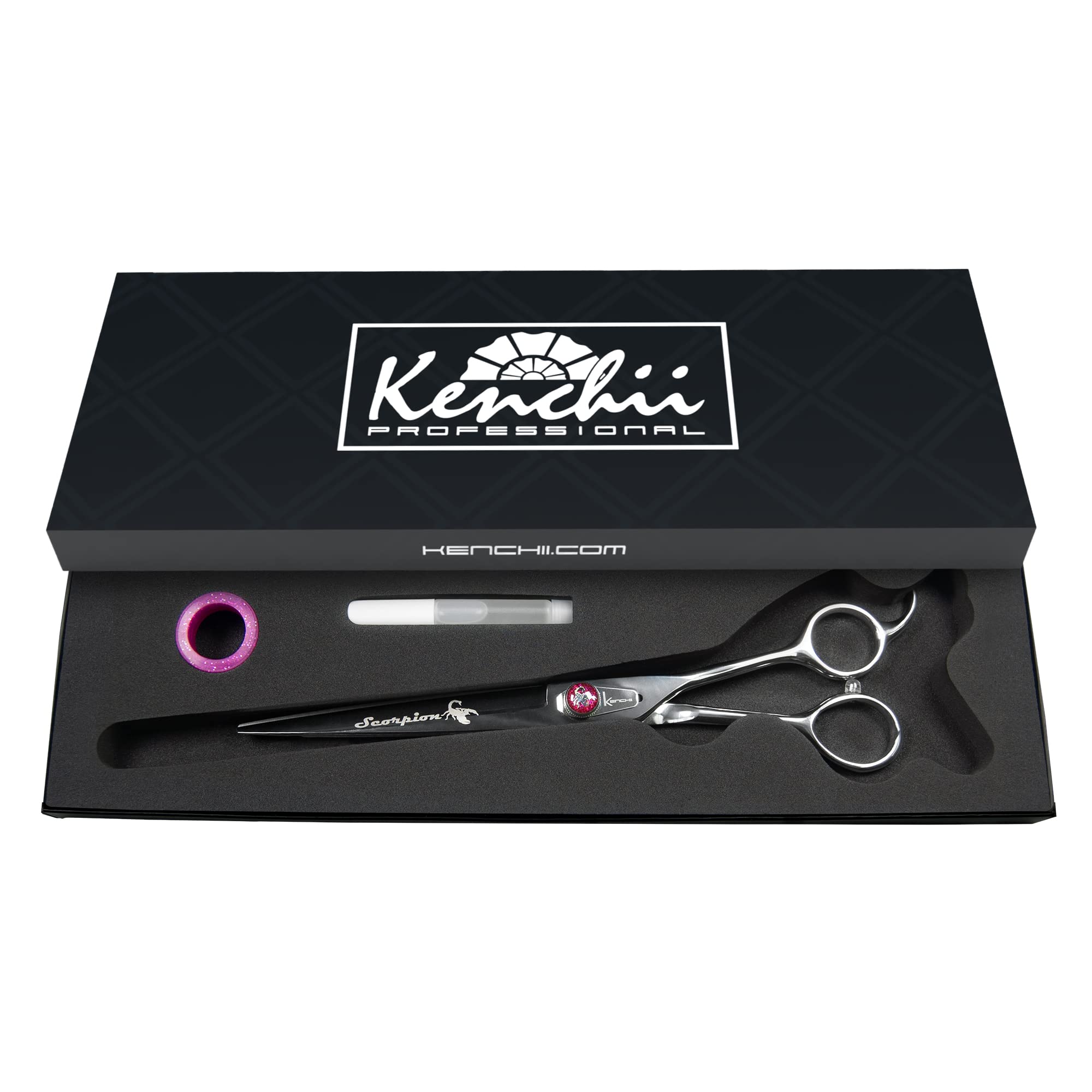 Kenchii Scorpion 8 Inch, Curved Grooming Scissors for Dogs and Pets - Premium Steel Scissors for Dog Grooming - Dog Shears Pet G