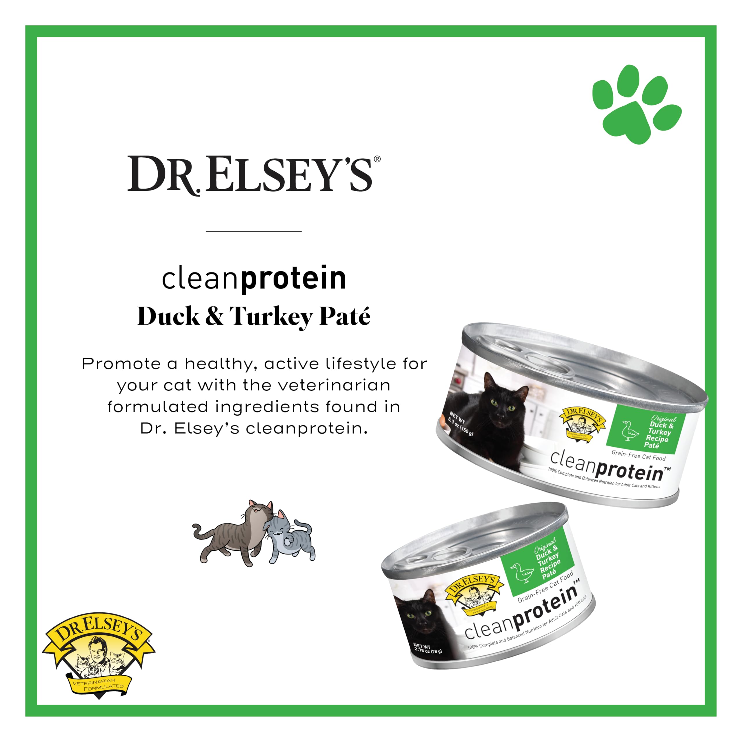Dr. Elseys cleanprotein Duck & Turkey Recipe Wet Cat Food, Pate 5.3 oz cans (Pack of 24)