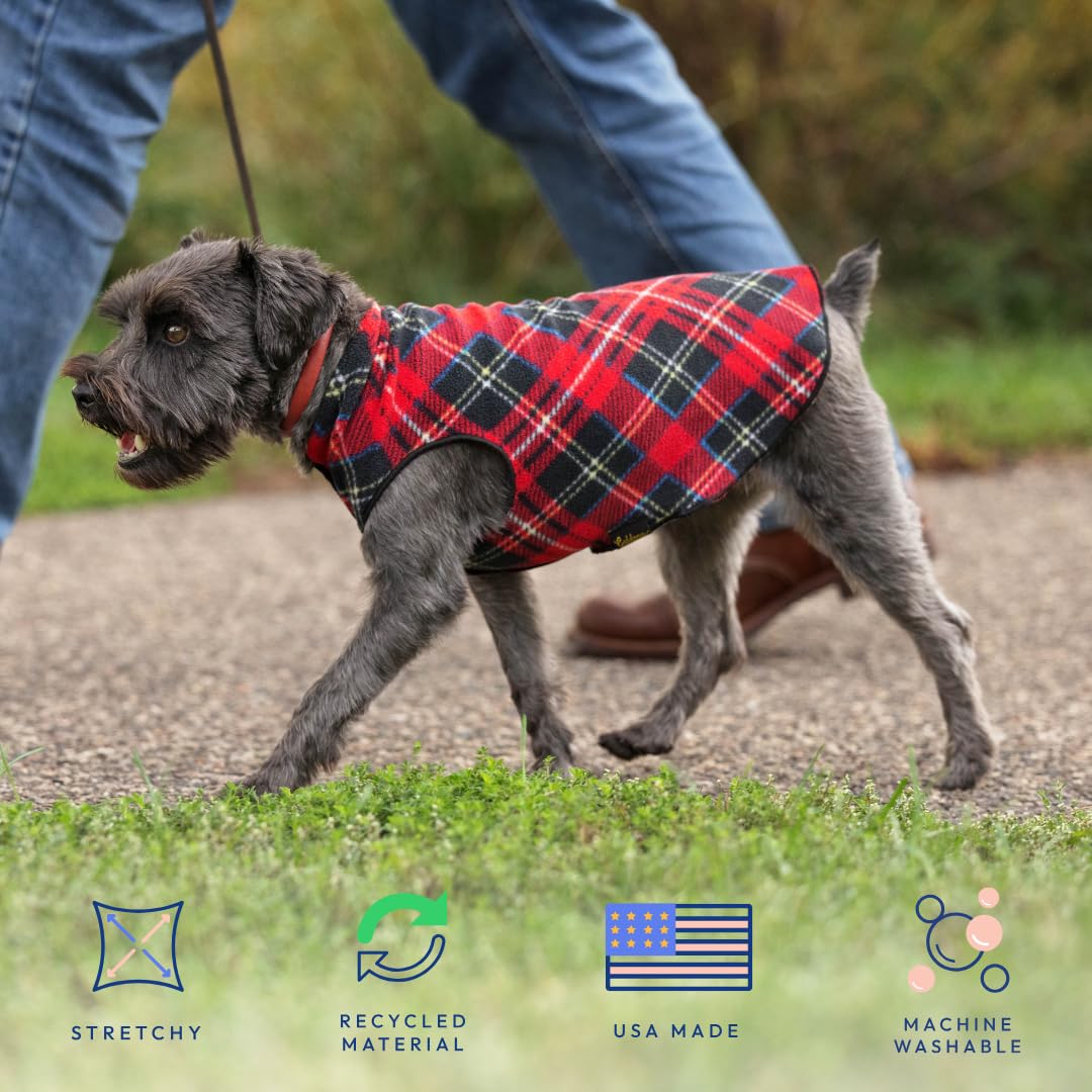 Gold Paw Stretch Fleece Dog Coat, Stretchy Pet Sweater, Machine Washable Pullover for Winter and Fall, Navy, 16