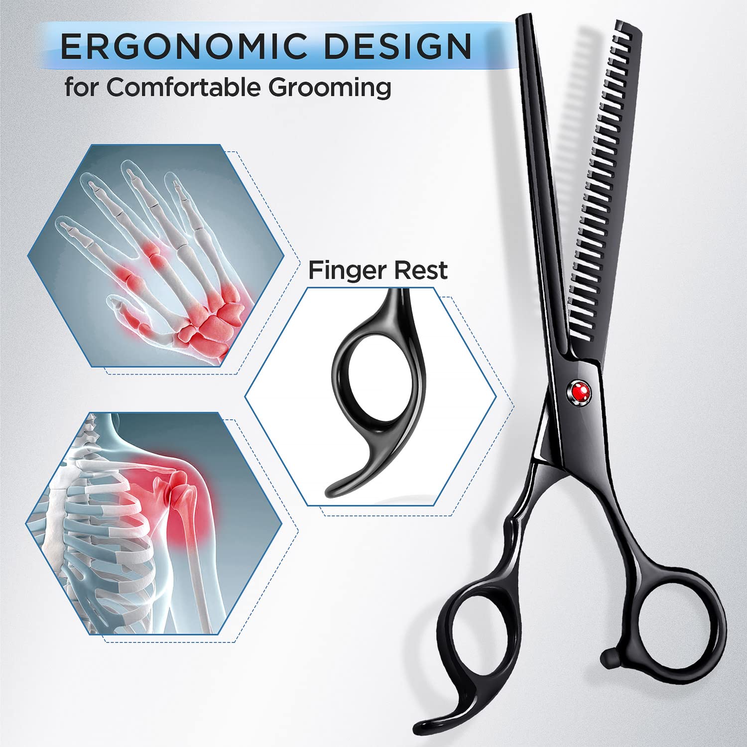 Gimars 7.0In Professional 4Cr Stainless Steel Safety Round Tip 6 In 1 Dog Grooming Scissors Heavy Duty Titanium Coated Pet Grooming Scissor For Dogs, Cats And Other Animals