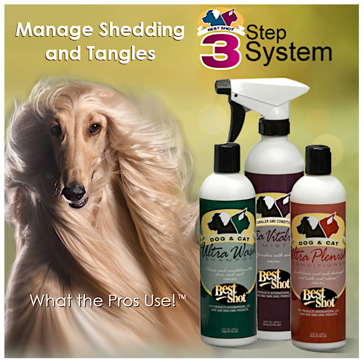 Best Shot Ultra Wash Shampoo With Pet Coat Release Technology, Coat And Skincare Product For Dogs, Horses, And Cats, Soap-Free, Quick-Rinsing, 16 Ounces Bottle