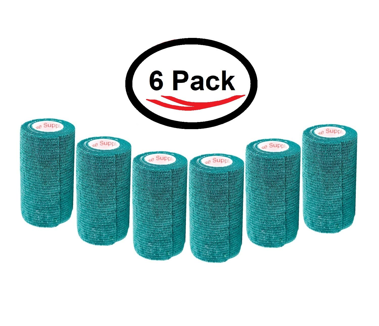 3 Inch Vet Wrap Tape Bulk (Hunter Green) (Pack of 6) Self Adhesive Adherent Adhering Flex Bandage Grip Roll for Dog Cat Pet Hors