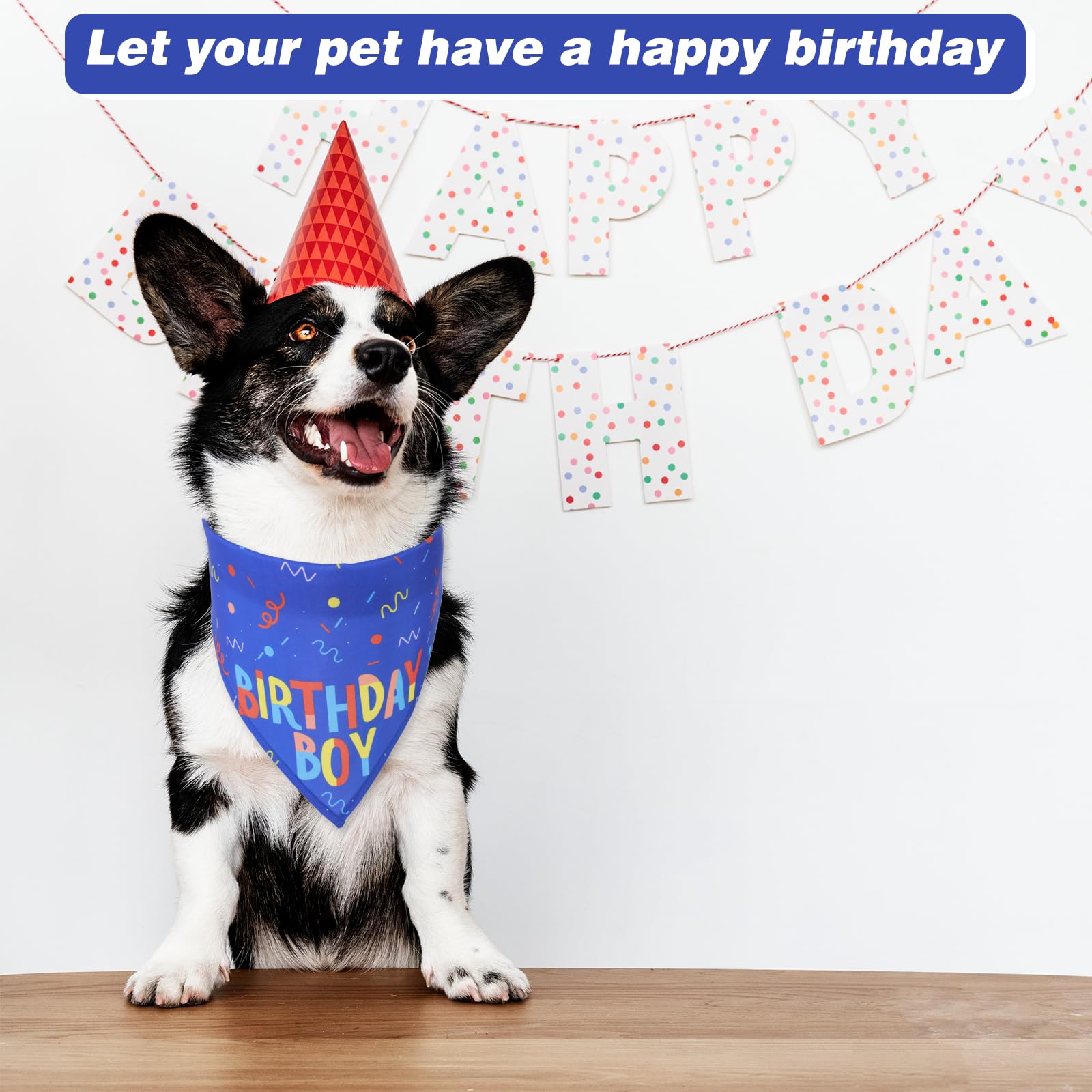 Grevosea Birthday Boy Dog Bandana, Printed Dog Birthday Bandana Pet Scarf For Small Medium Large Cats Dogs Birthday Party Suppli