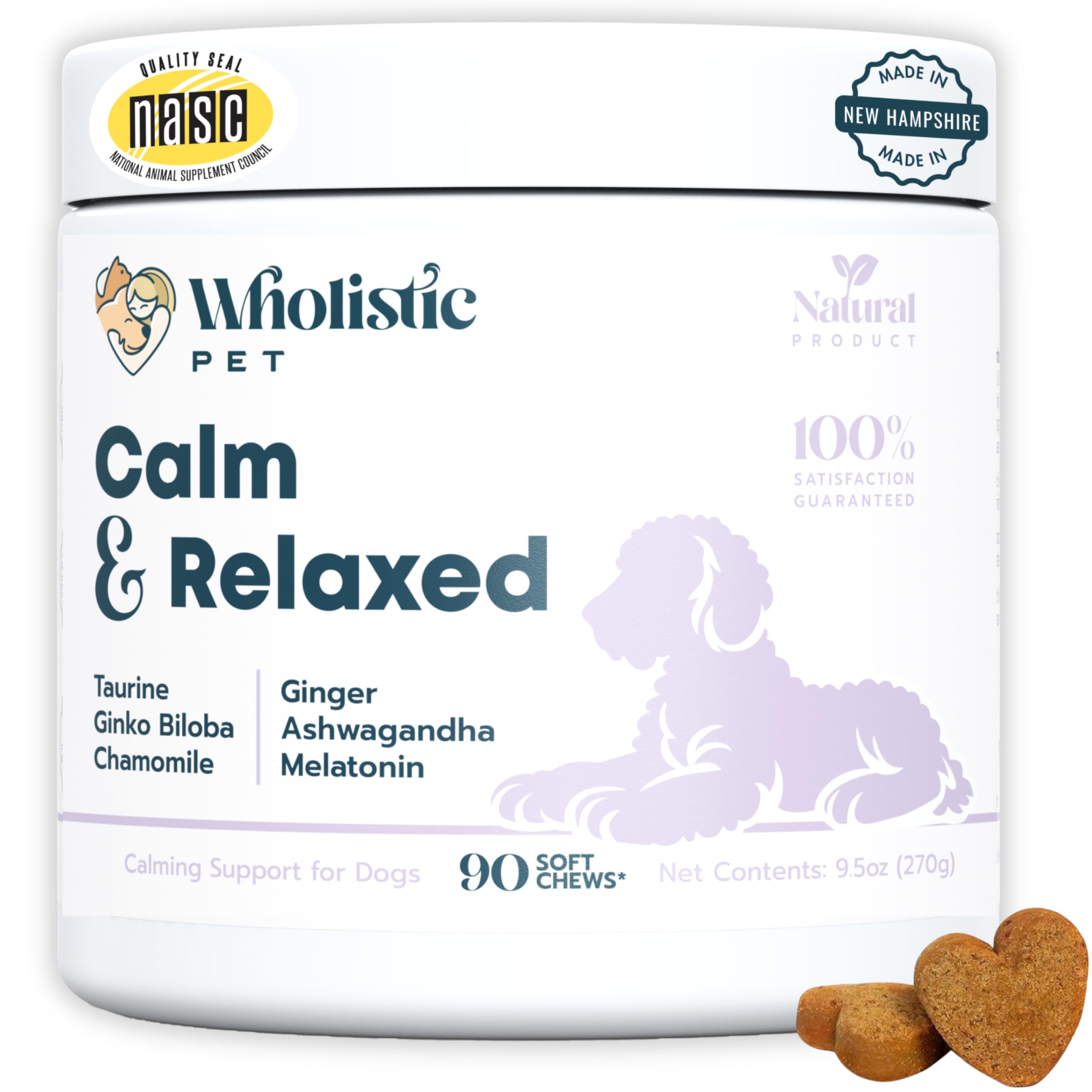 Calming Chews for Dogs - Daily Dog Calming Treats - Bacon - 90 Chews