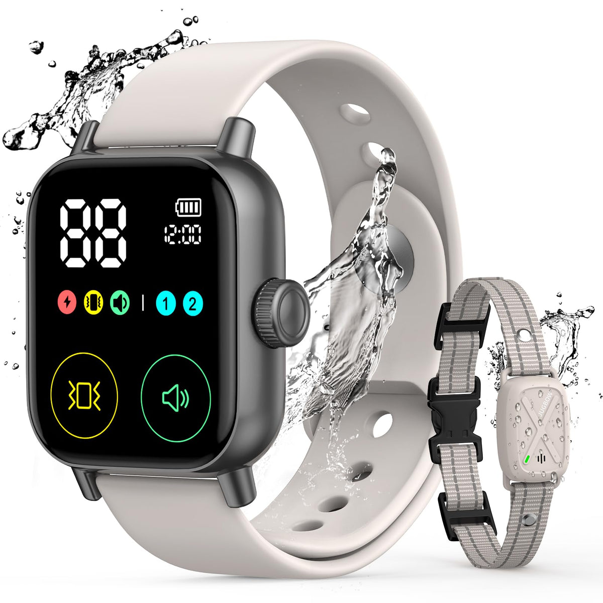 Jugbow Dog Training Collar With Watch-Style Remote, 3300Ft Waterproof Ipx7 E-Collar, Ipx7 Hand-Free Remote 24H Time Display, Ele