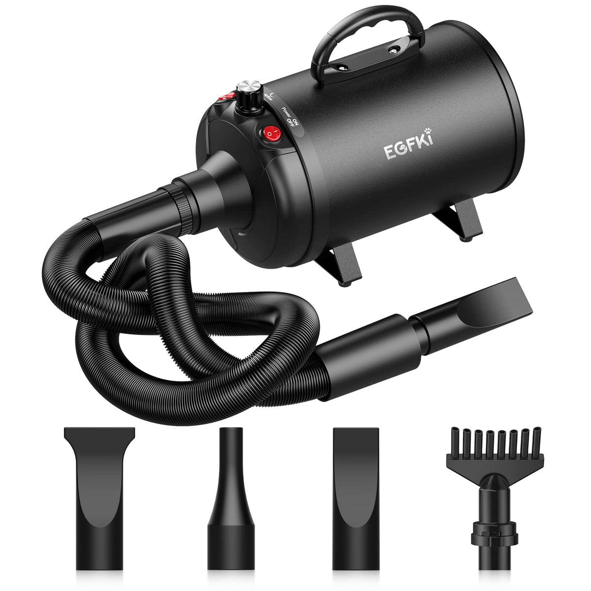 Egfki Dog-Hair-Dryer, 5.2Hp/ 3800W High Velocity Pet Blow Dryer With Heater For Grooming, Speed Temperature Adjustable Dog Blowe