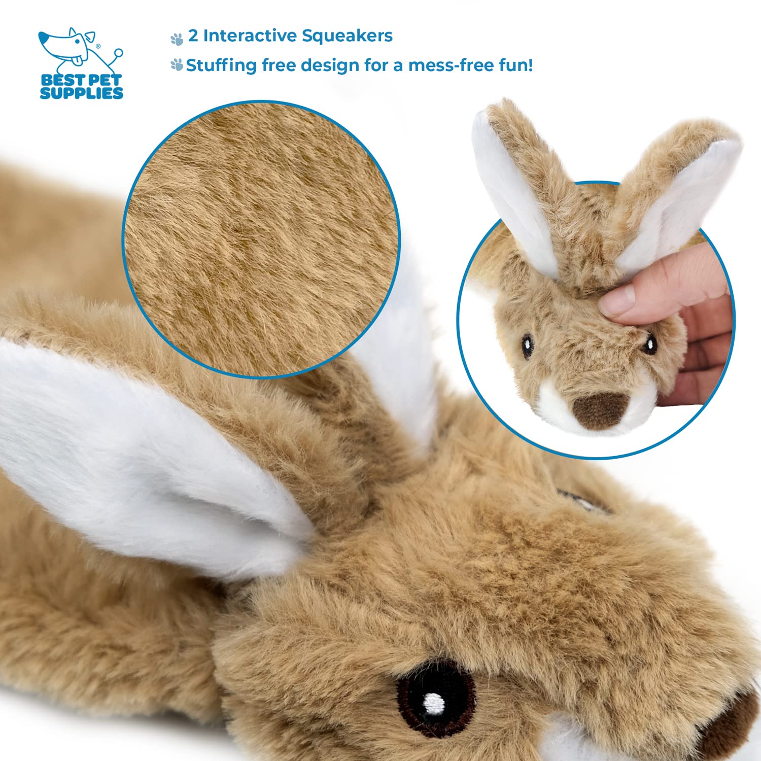 Best Pet Supplies 2-in-1 Stuffless Squeaky Dog Toy, Large, Hare/Sheep/Cow/Pig/Penguin